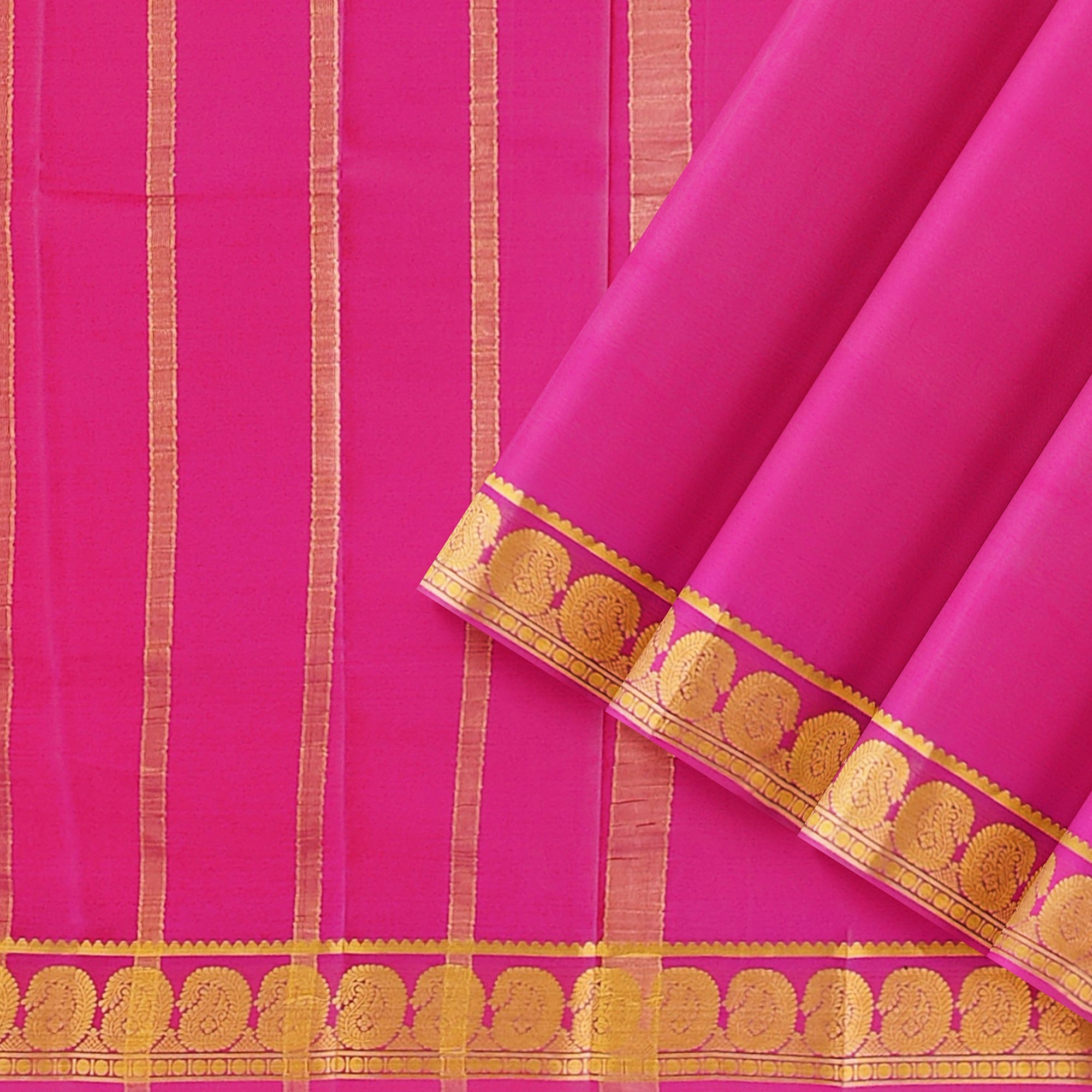 Light Pink Mysore Silk Saree with Mango Zari Border