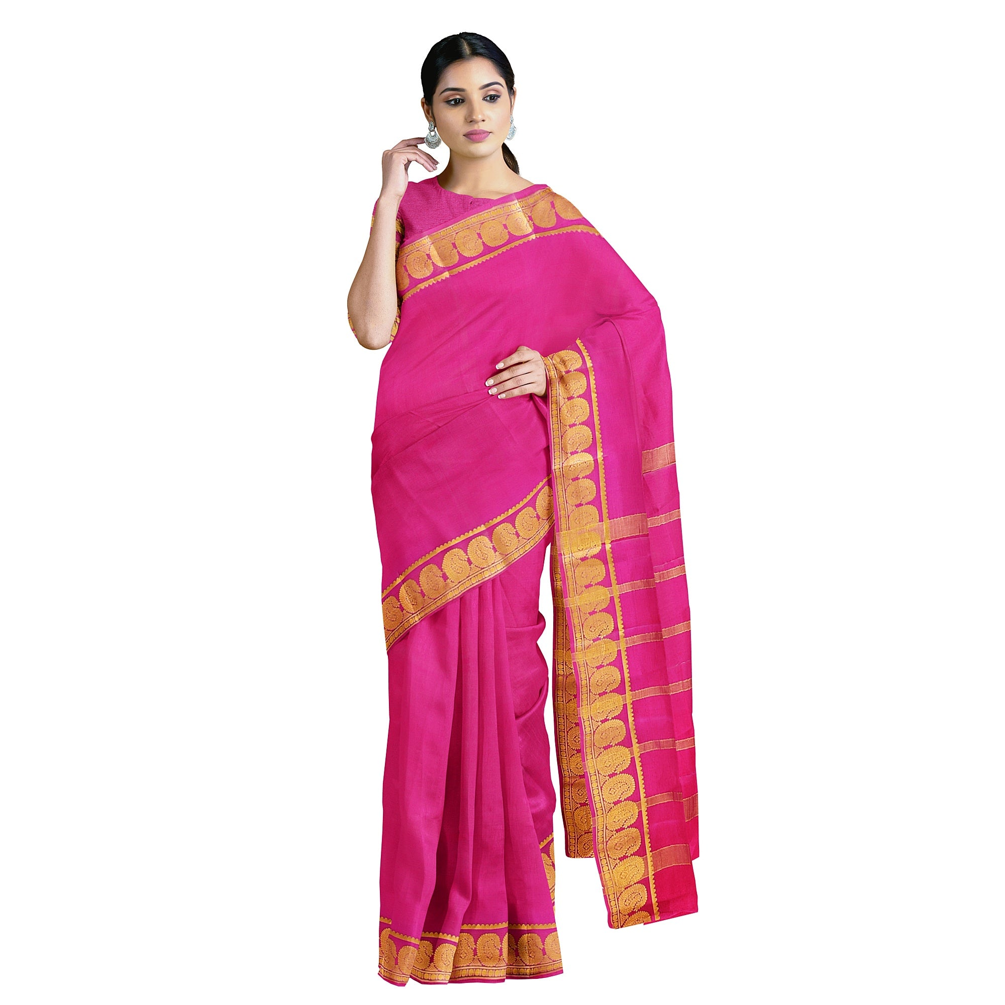 Light Pink Mysore Silk Saree with Mango Zari Border