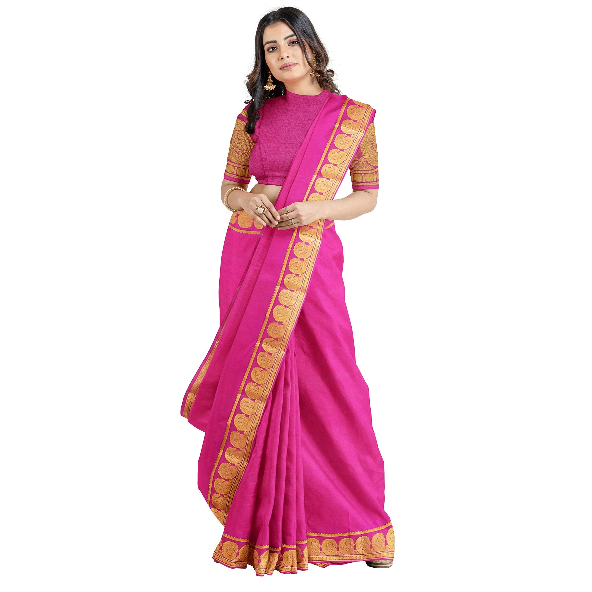 Light Pink Mysore Silk Saree with Mango Zari Border