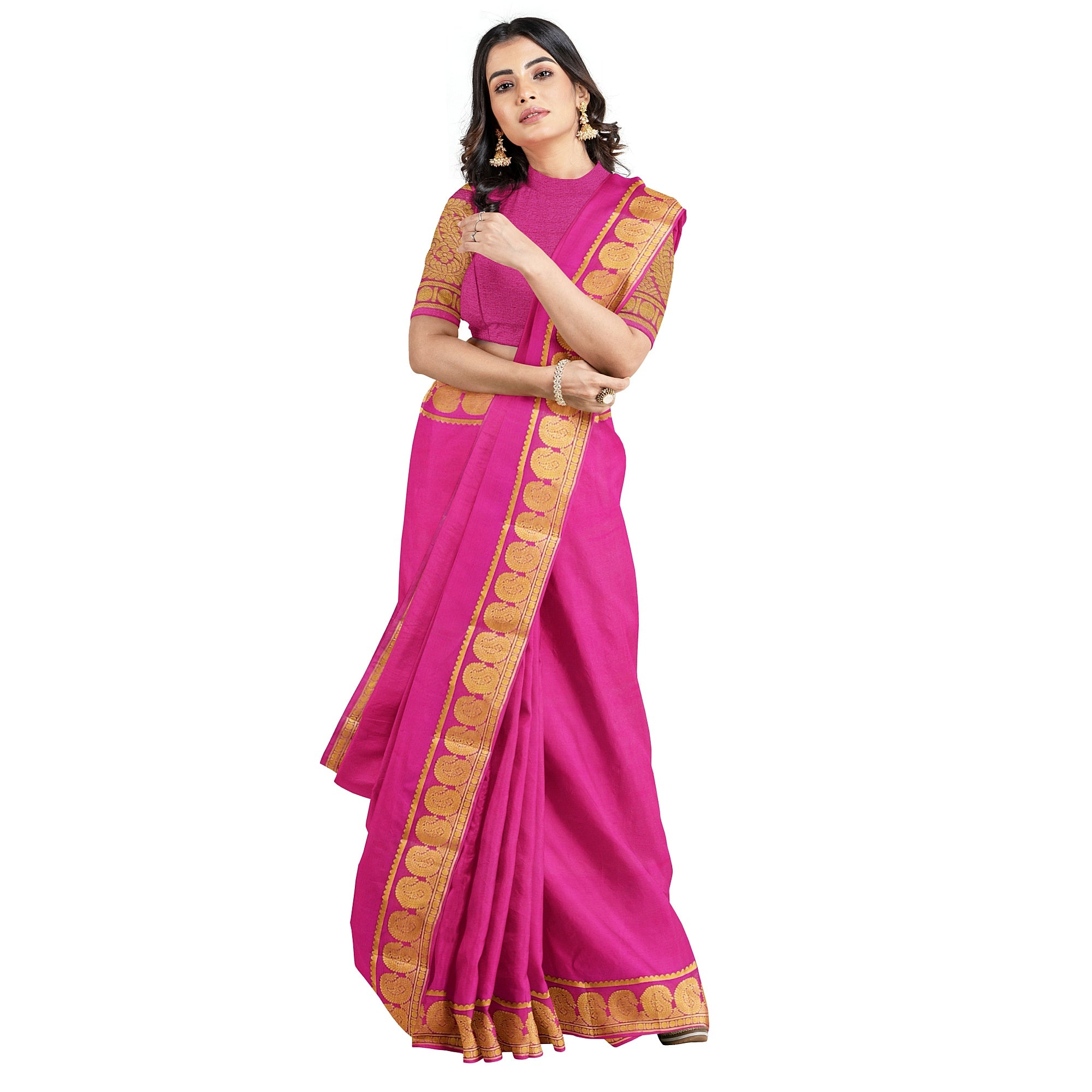 Light Pink Mysore Silk Saree with Mango Zari Border