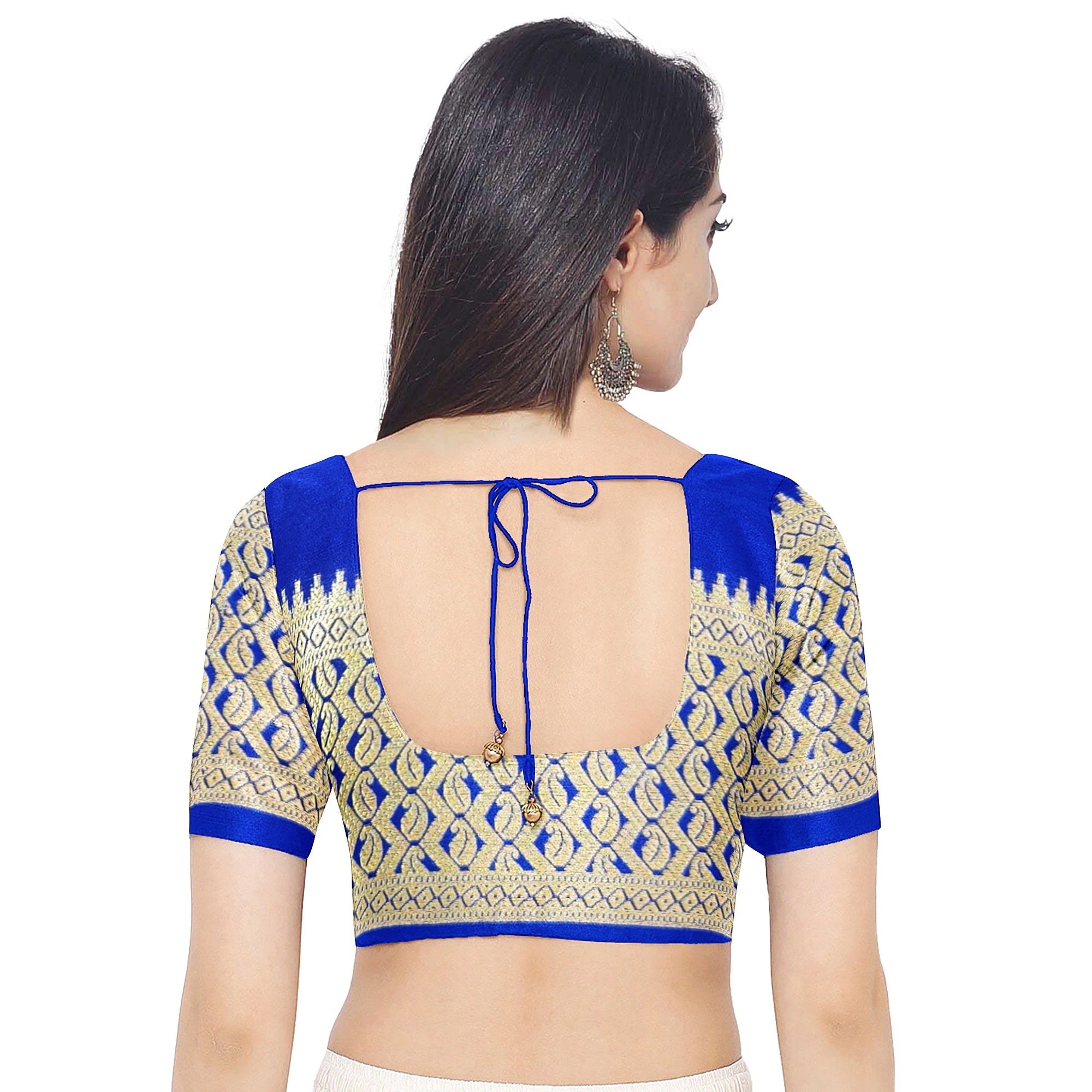 Half-and-Half Sky Blue Mysore Silk Saree with Ink Blue Checks