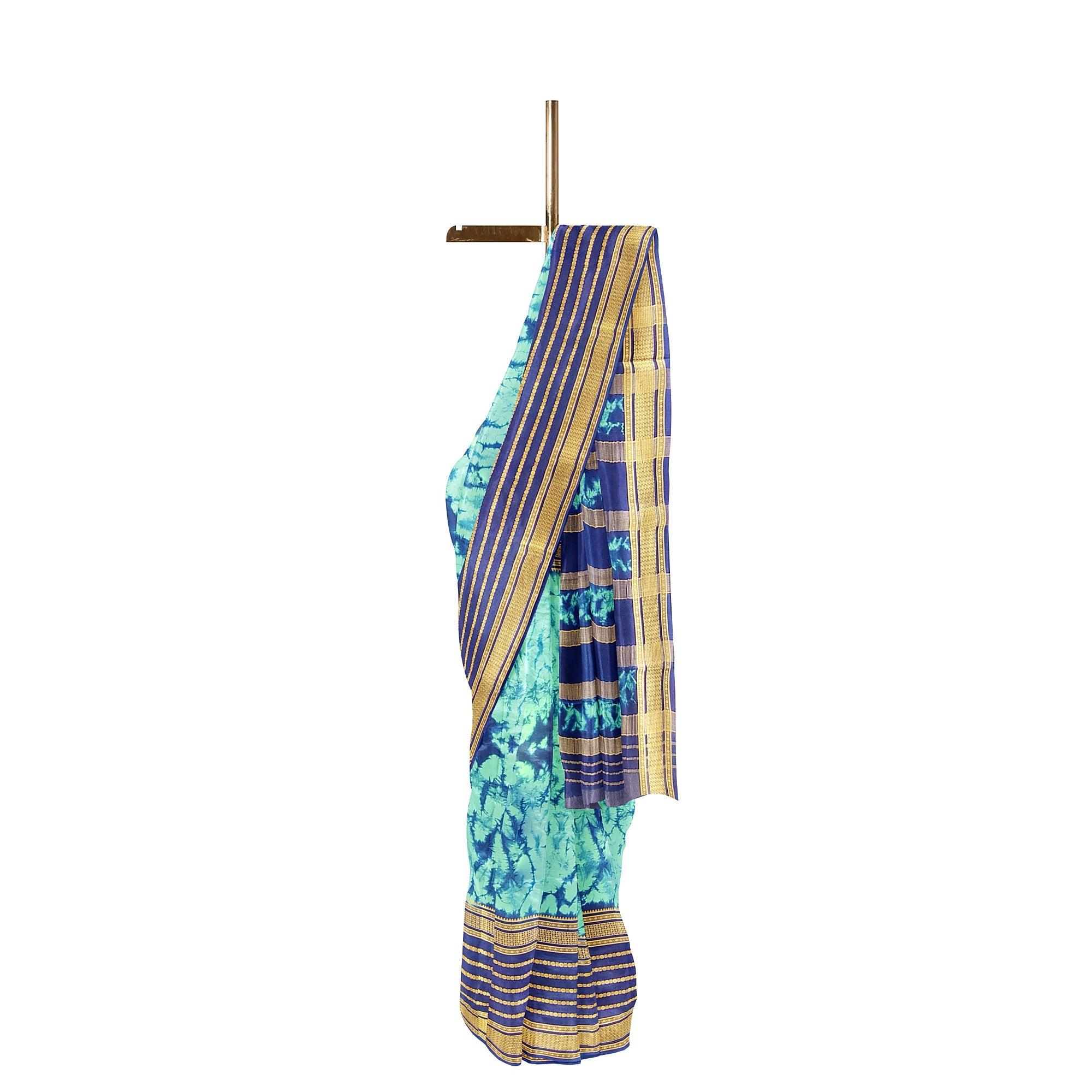 Navy Blue Mysore Silk Saree with Dying Work – New Arrival