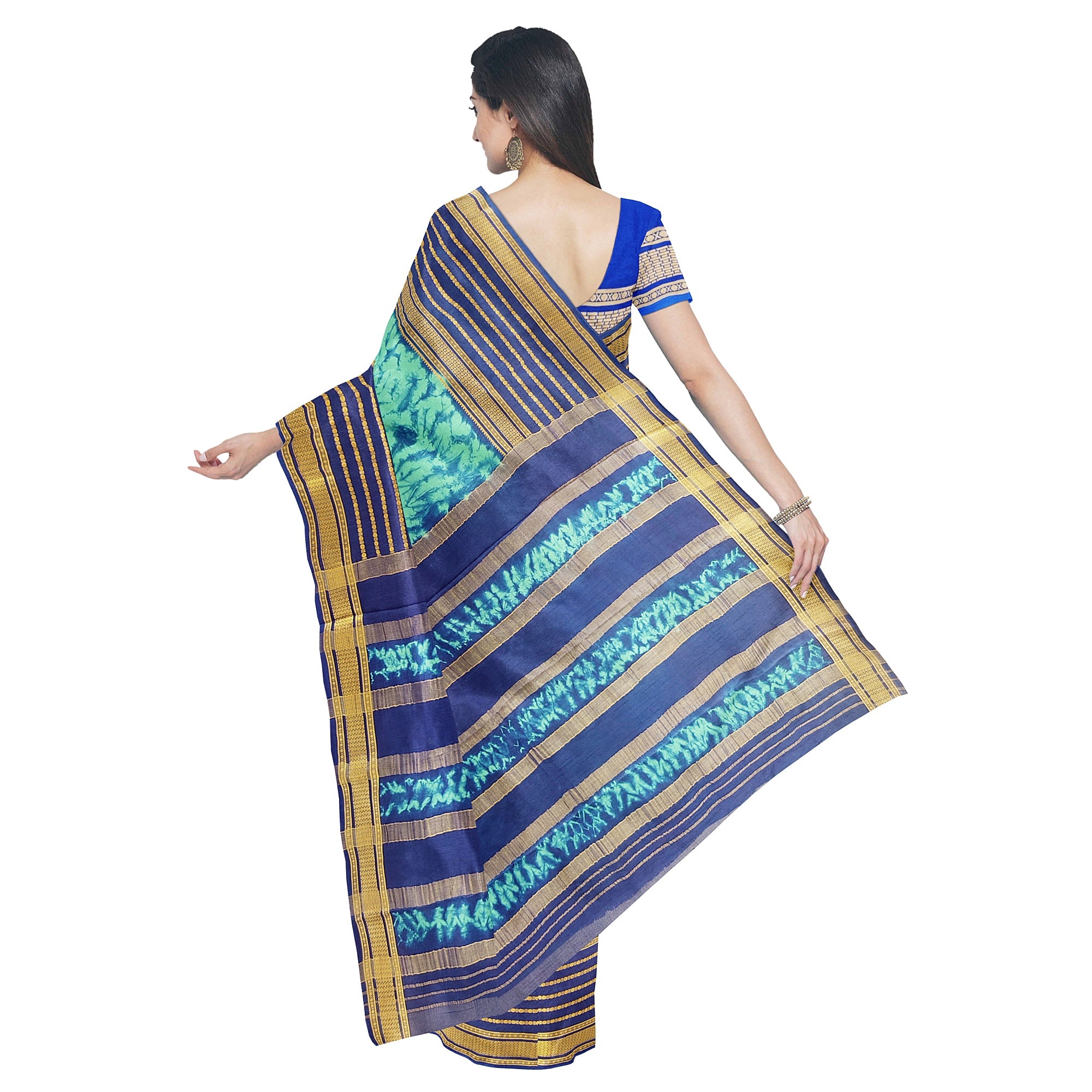Navy Blue Mysore Silk Saree with Dying Work – New Arrival
