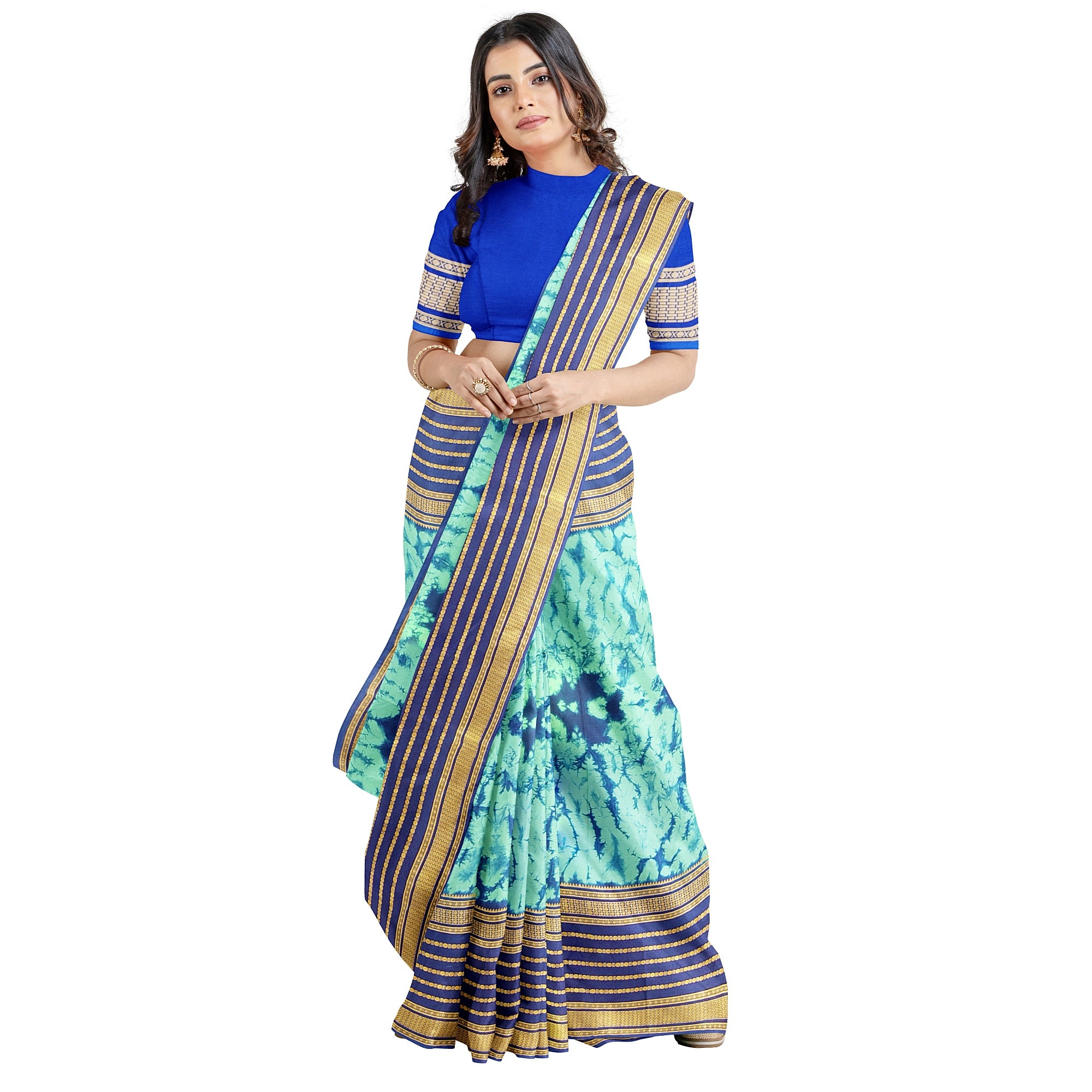 Navy Blue Mysore Silk Saree with Dying Work – New Arrival