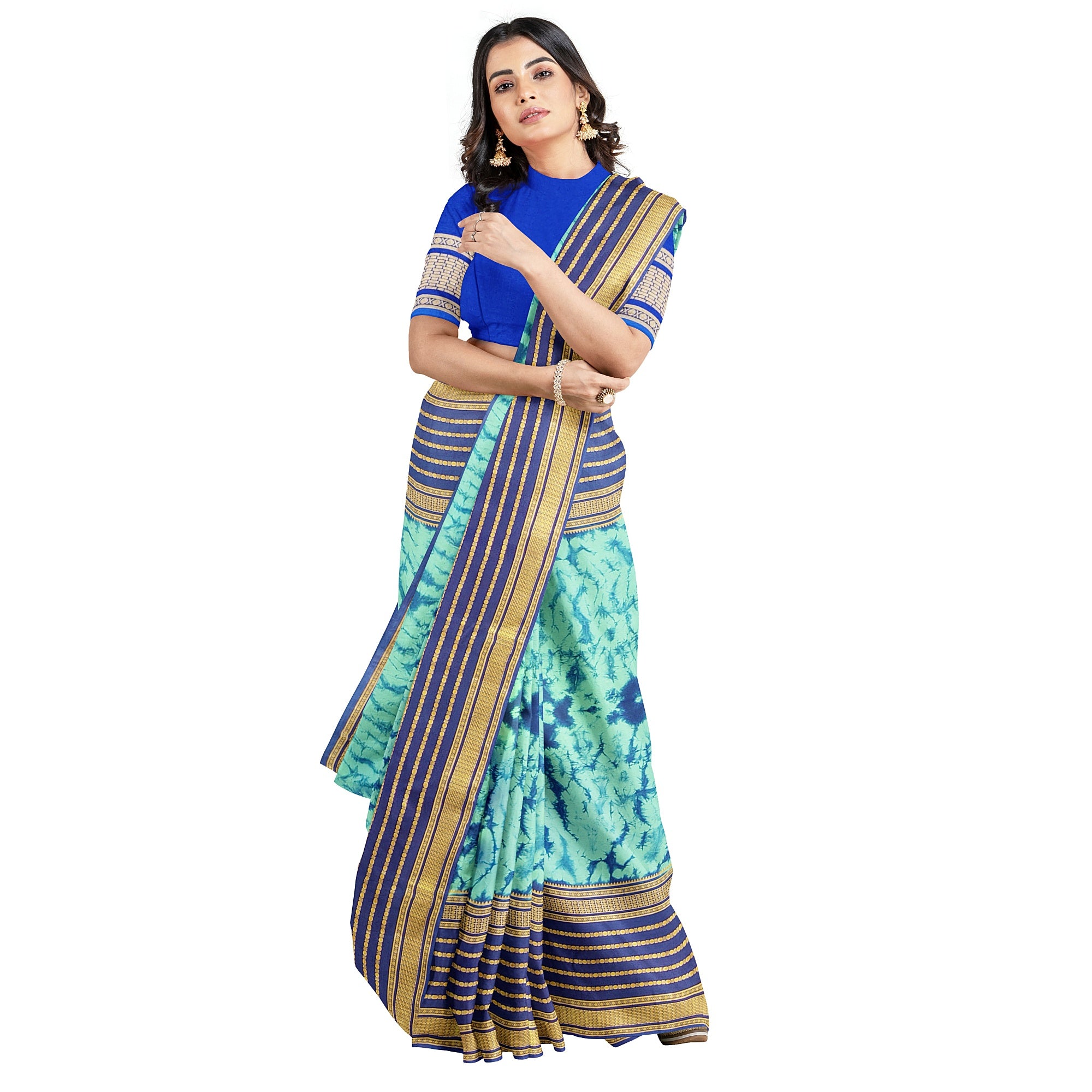 Navy Blue Mysore Silk Saree with Dying Work – New Arrival