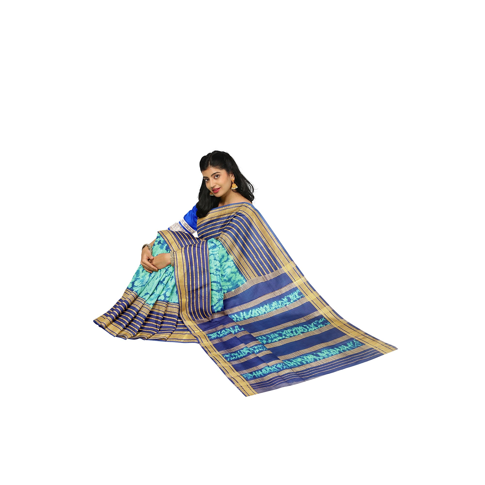 Navy Blue Mysore Silk Saree with Dying Work – New Arrival
