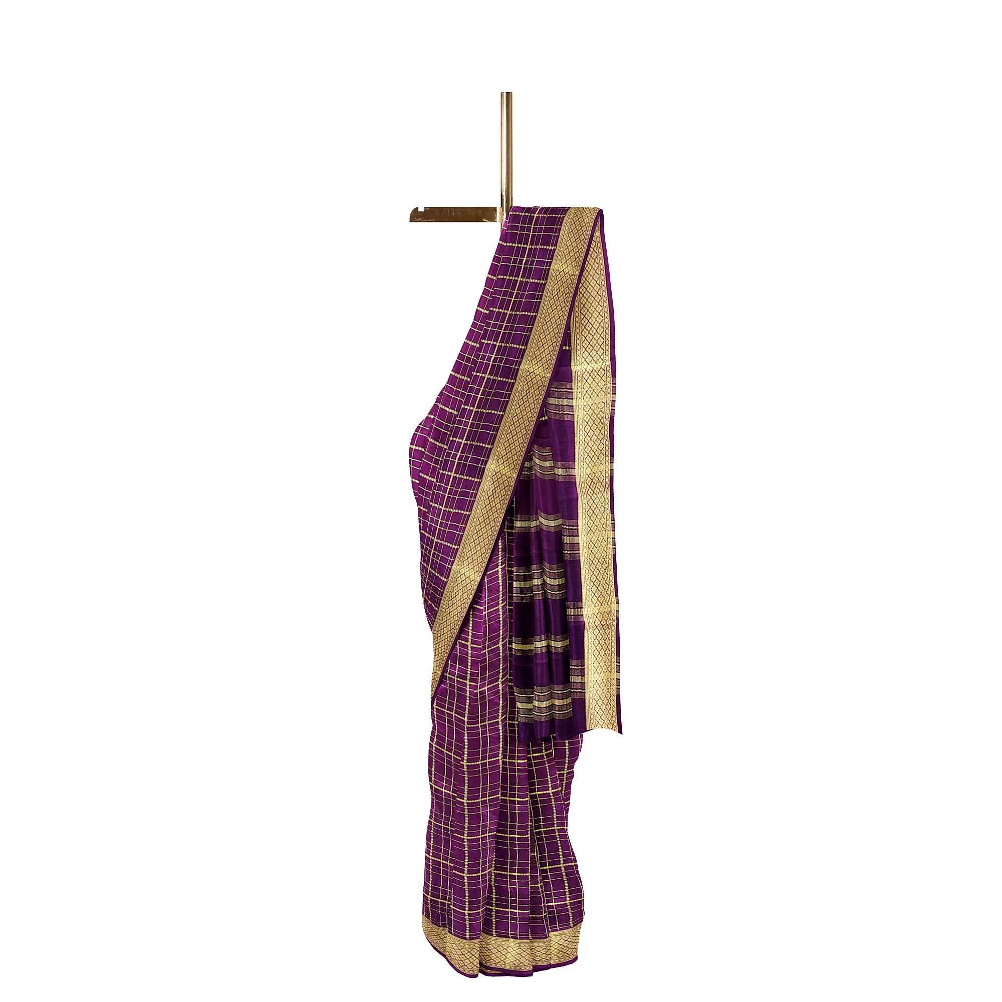 Vintage Maroon Checked Mysore Silk Saree
