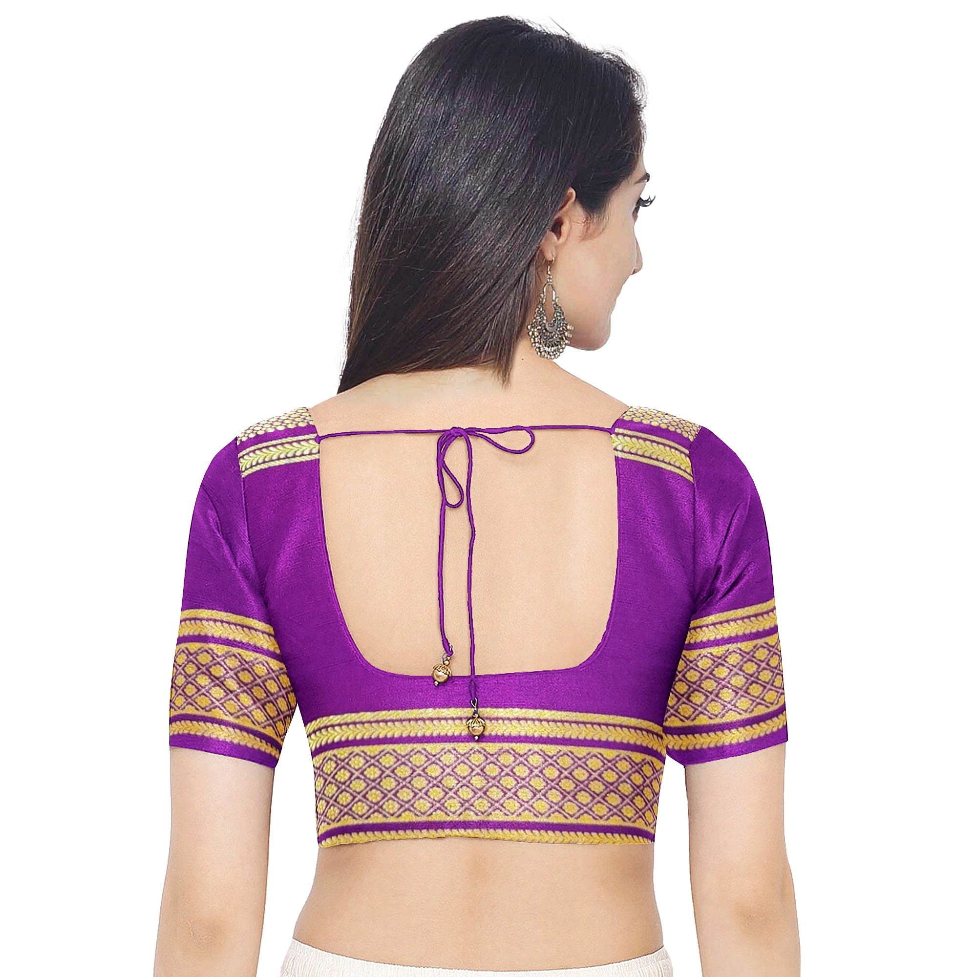 3D Magenta Pink Mysore Silk Saree with Cream & Purple Border
