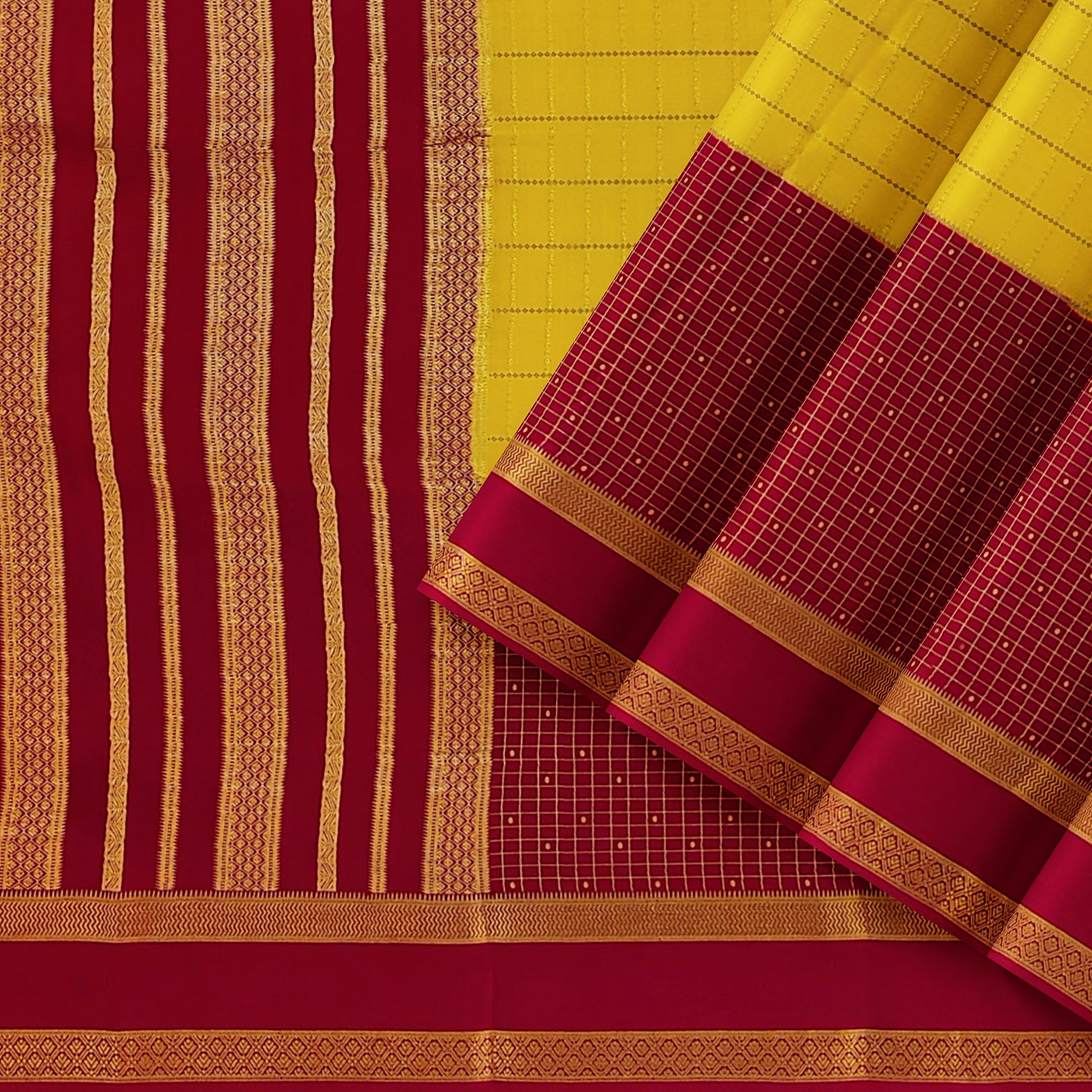 3D Mysore Silk Saree in Pink, Yellow & Black – Rare Edition