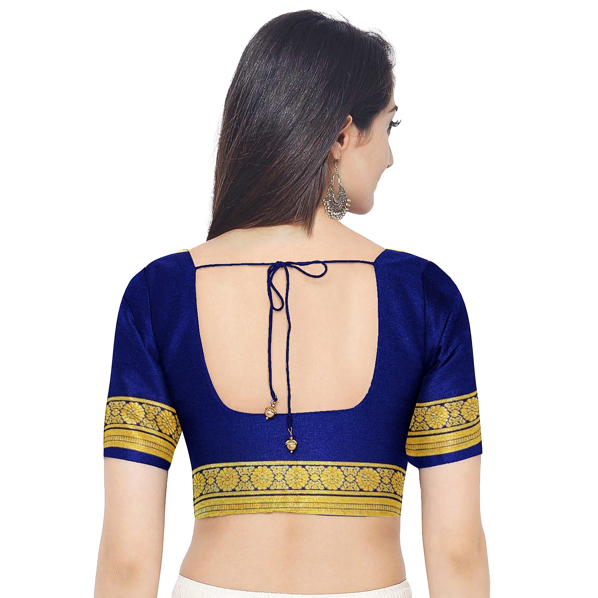 Ink Blue Mysore Silk Saree with Navy Blue Bentex Zari Border