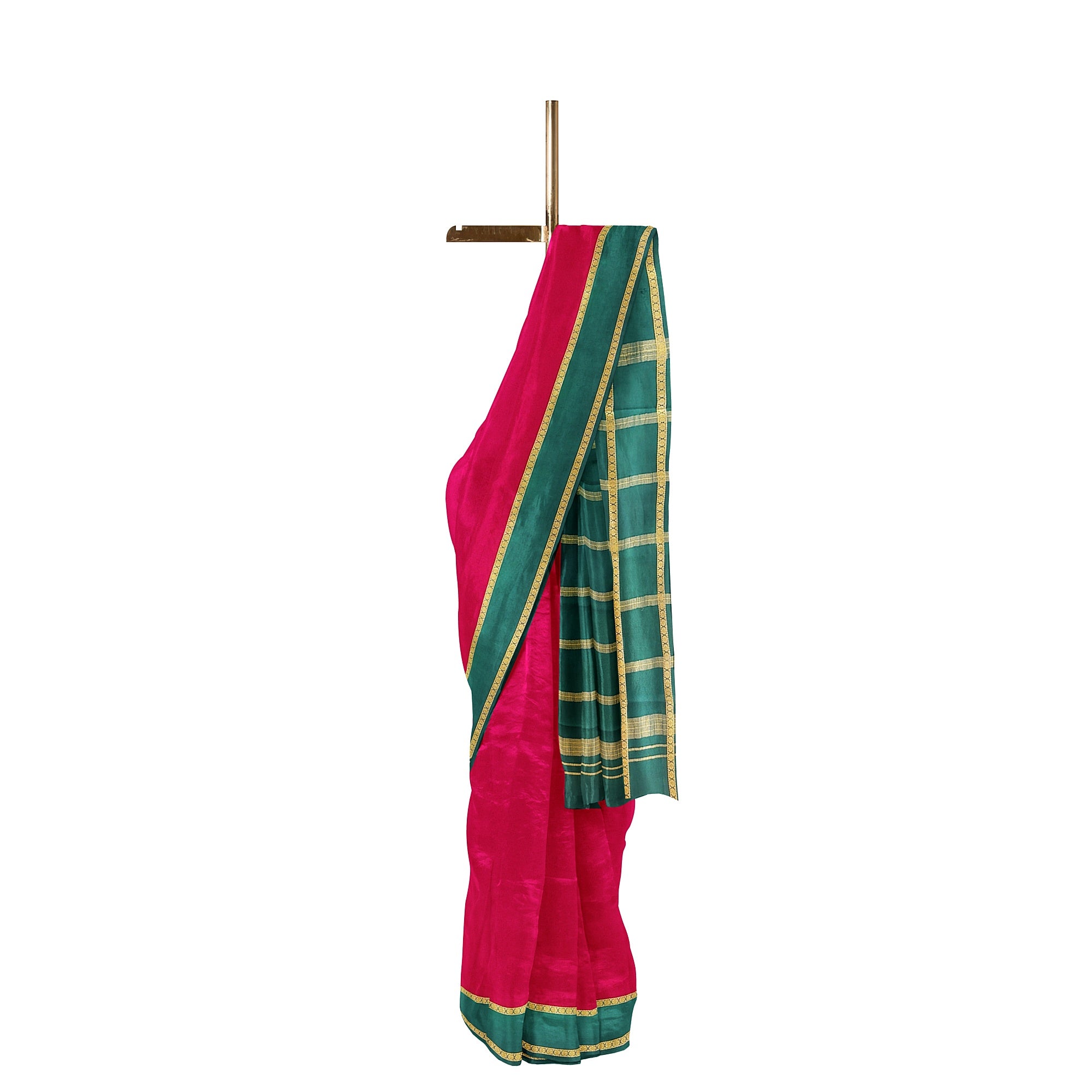 Traditional Red Mysore Silk Saree with Green Border