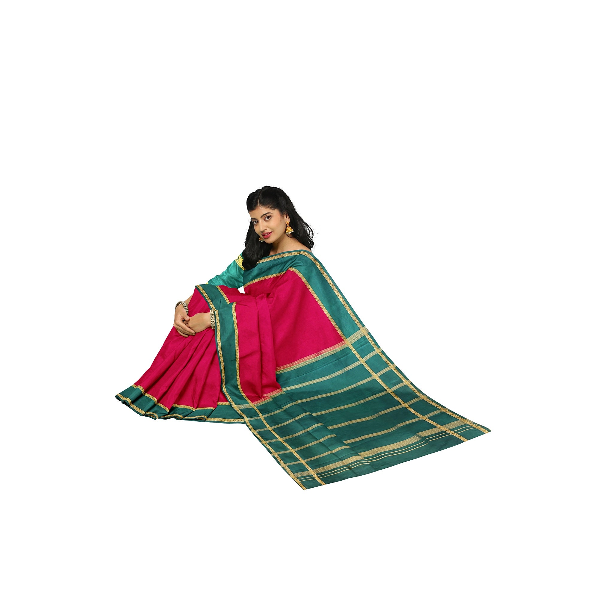 Traditional Red Mysore Silk Saree with Green Border