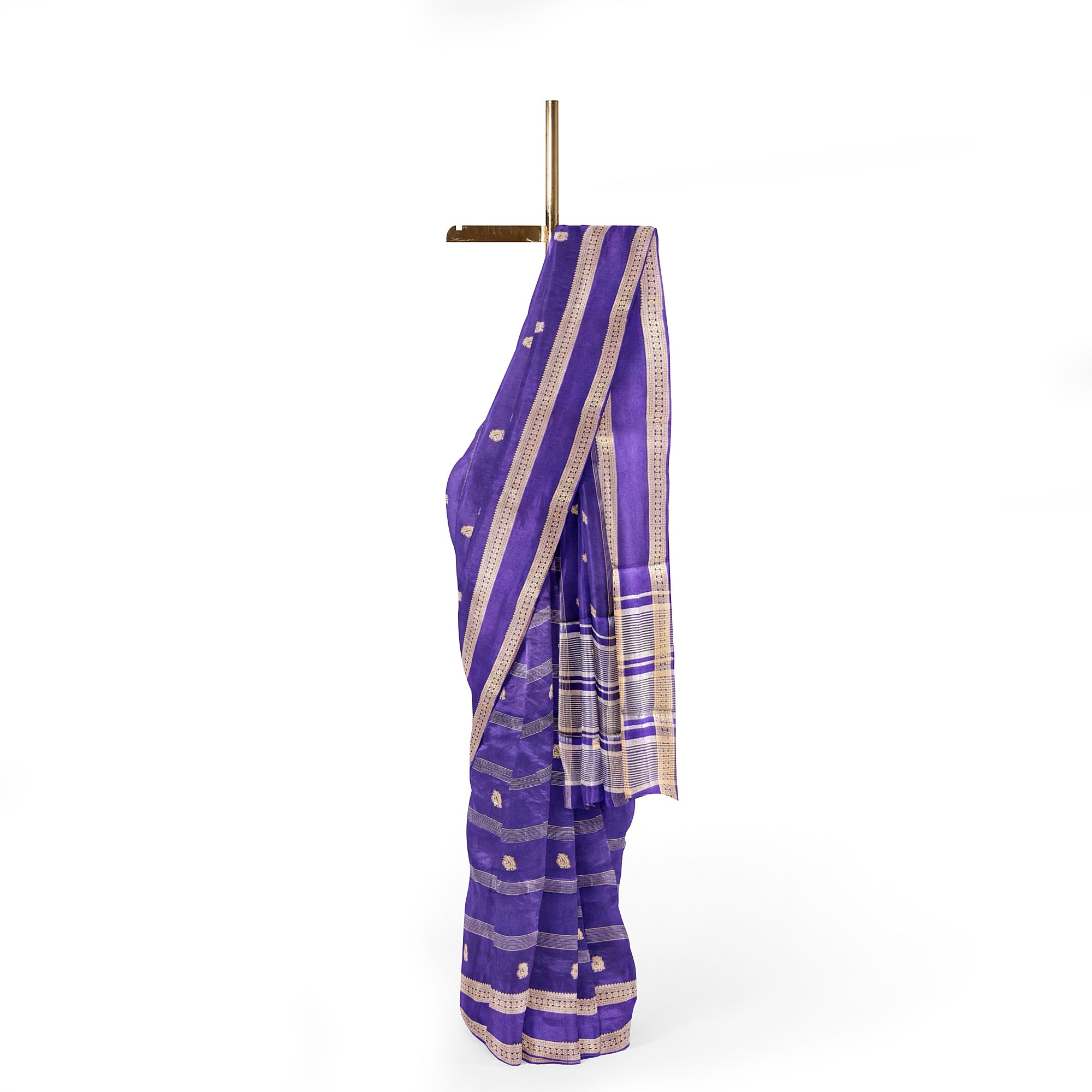 Purple Semi Mysore Silk Saree with Sky Blue Blouse - Elegant New Arrival - New Sudarshan Silks`