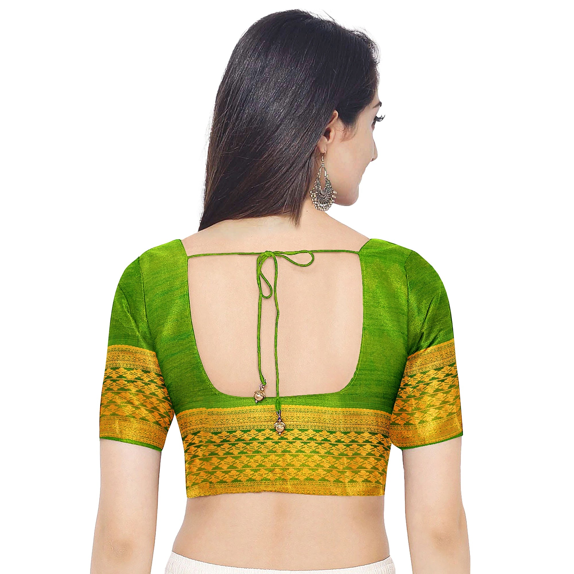 Greenish & blue Blue organza Saree with Gold Zari Work and Fancy Border – Elegant Handloom Saree Online - New Sudarshan Silks`