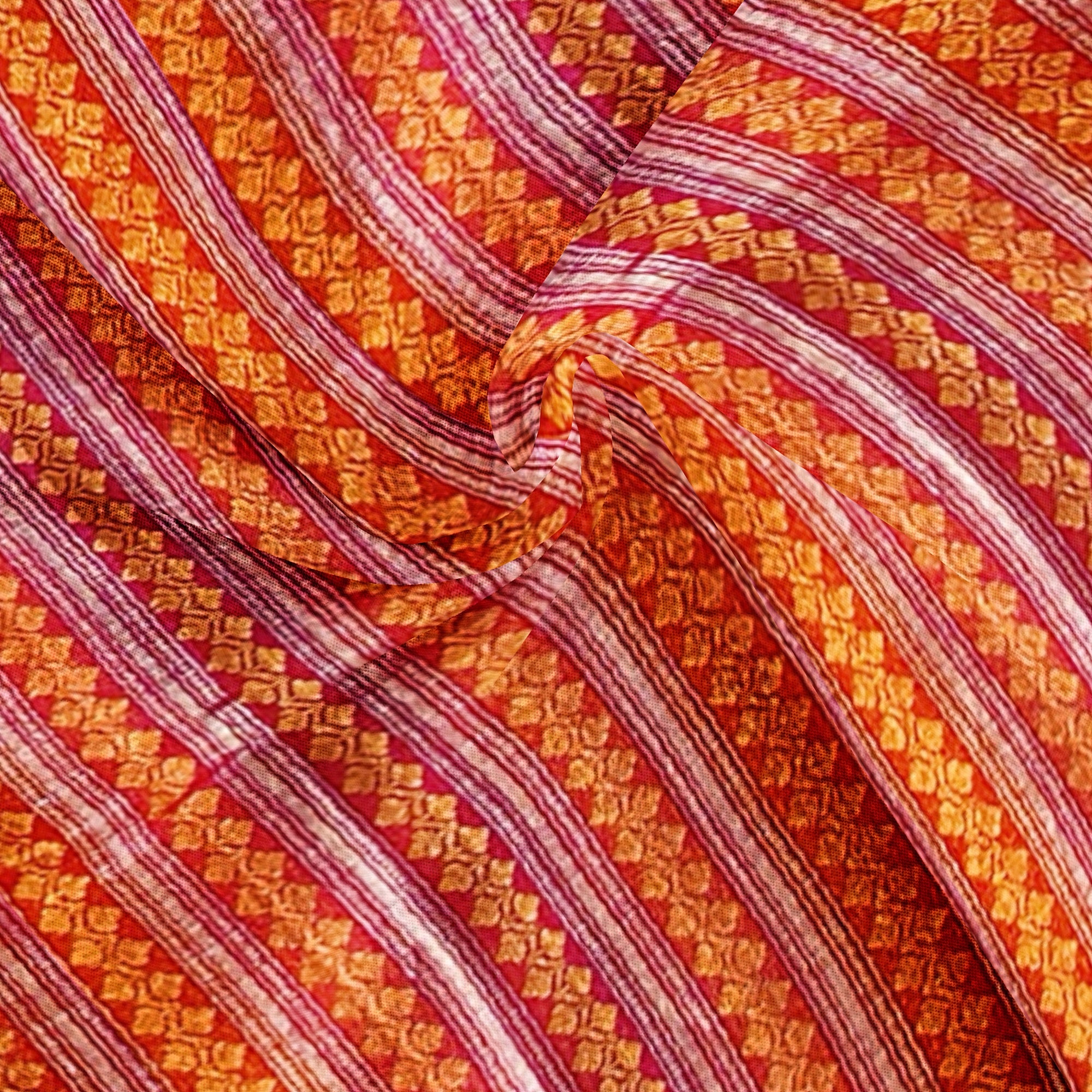 Orange Peachish organza Saree with Gold Zari Work and Fancy Border – Elegant Handloom Saree Online - New Sudarshan Silks`