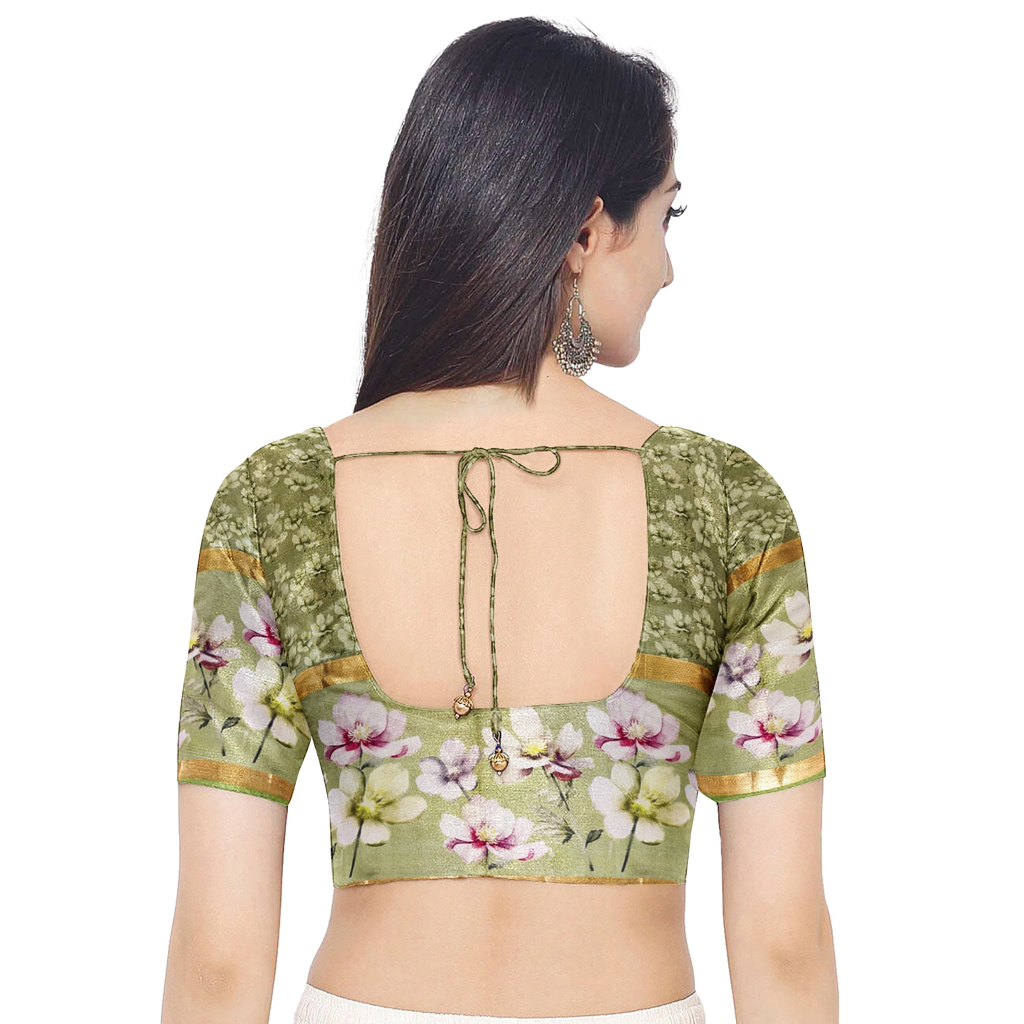 Pista Shade Pastel Shade Pure Organza Silk Saree with Printed Floral Border – Elegant Designer Saree Online - New Sudarshan Silks`