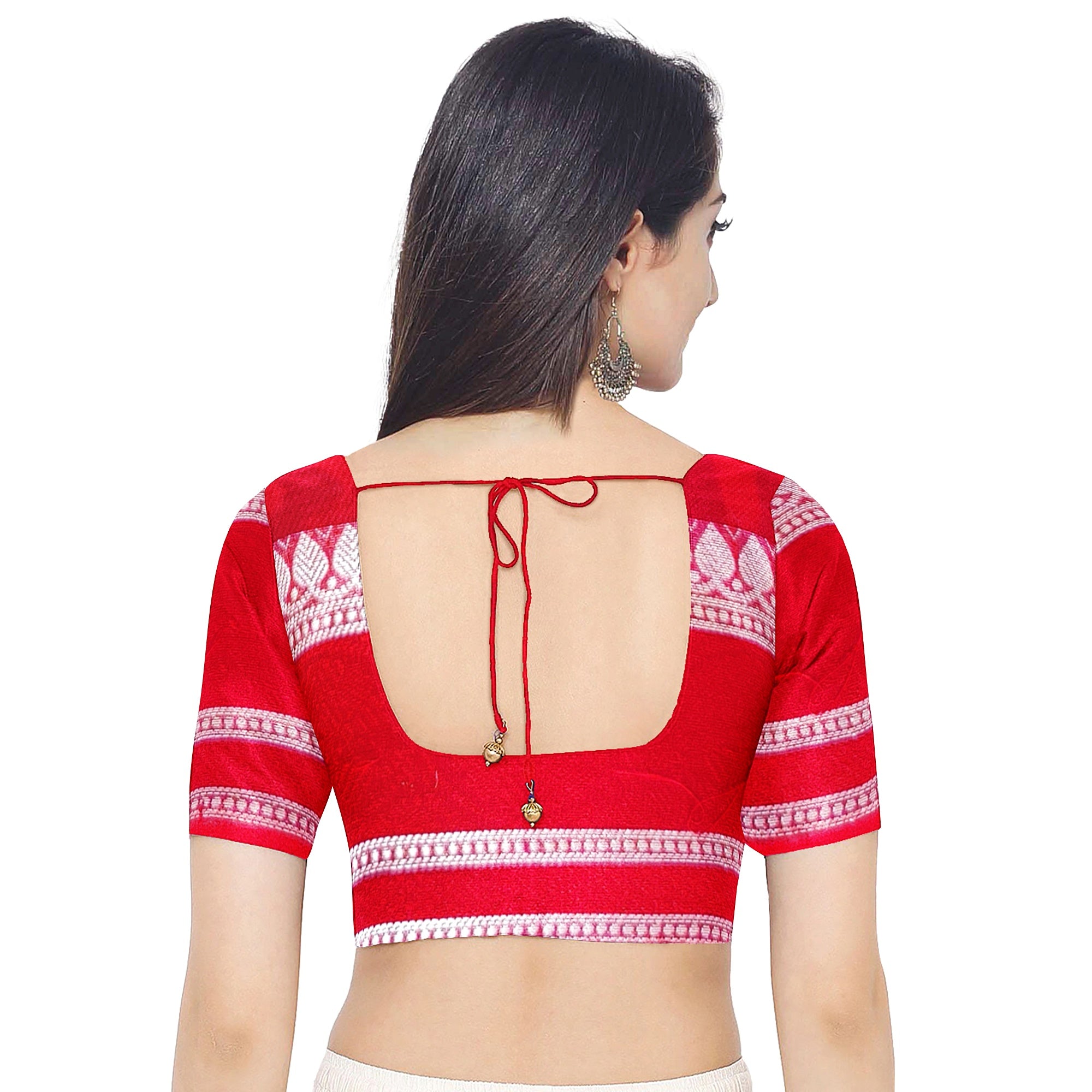 Red Coin Butta Saree – Peacock Designer Border – Shop Online