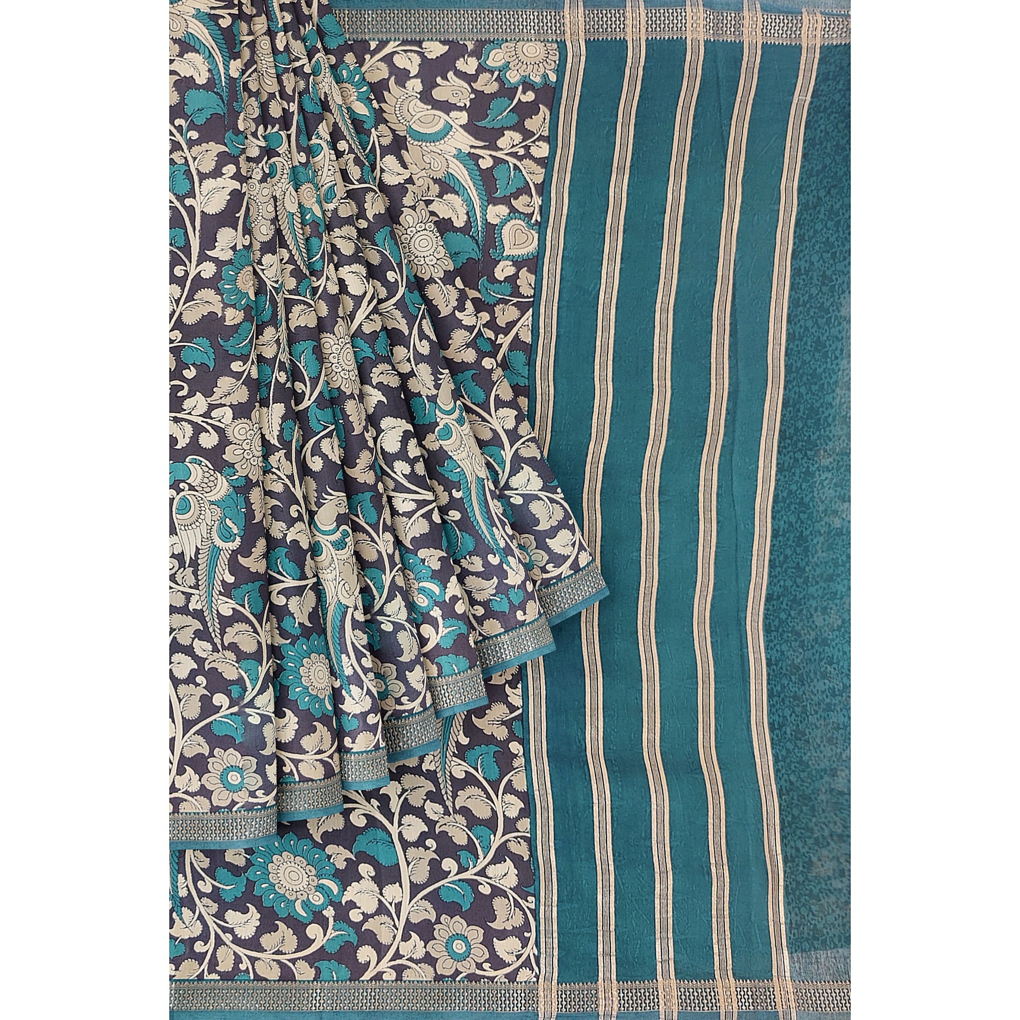 Blue & Sky Blue Border – Floral Print – Shop Online