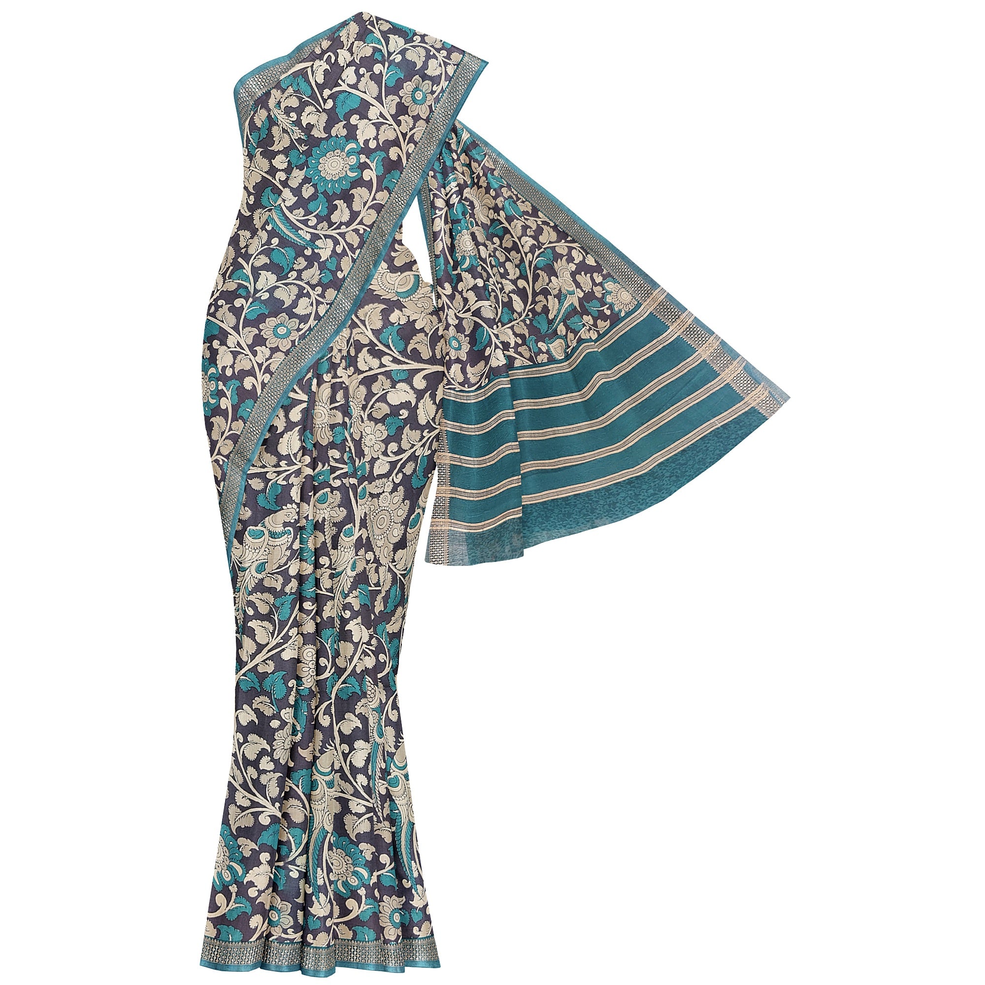 Blue & Sky Blue Border – Floral Print – Shop Online
