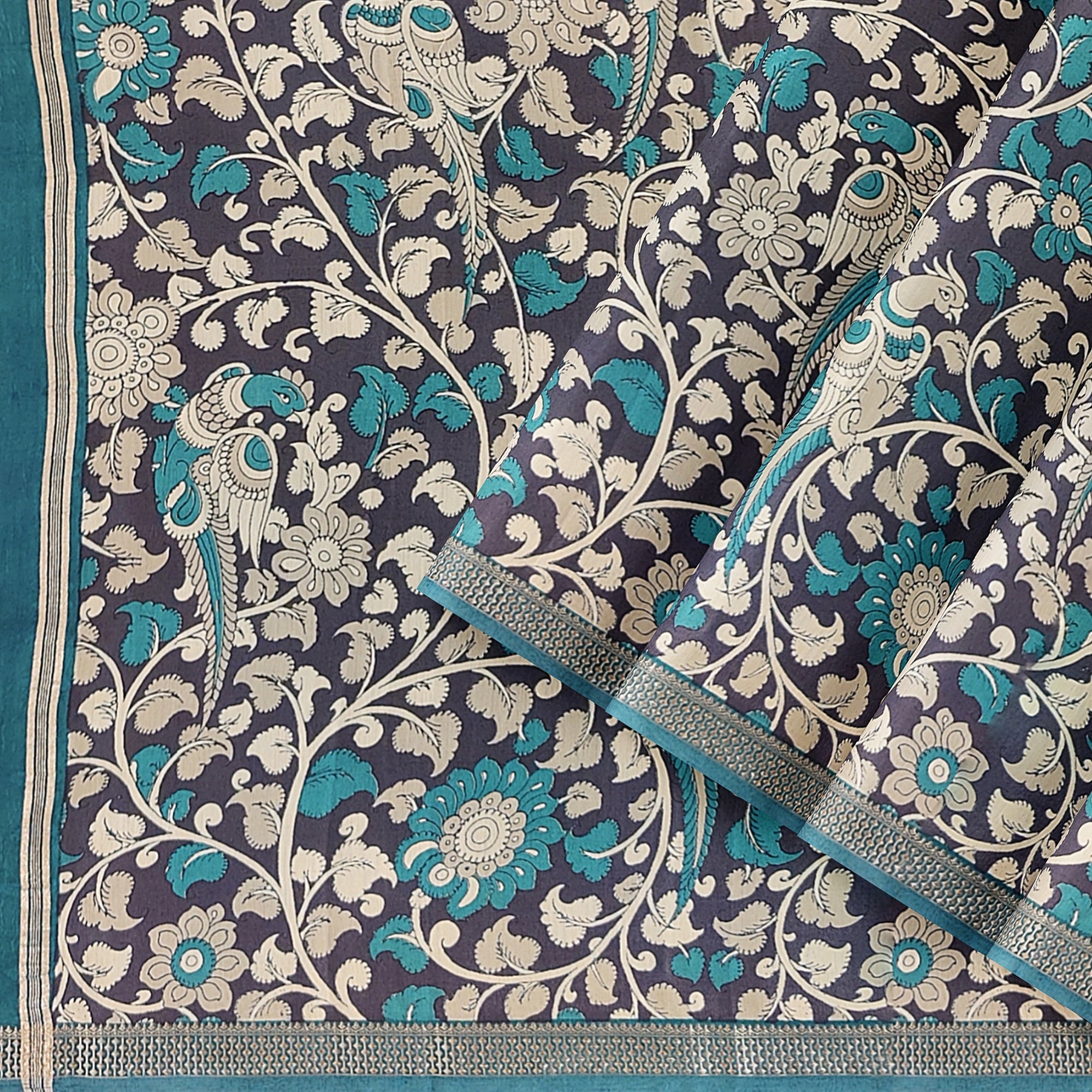 Blue & Sky Blue Border – Floral Print – Shop Online