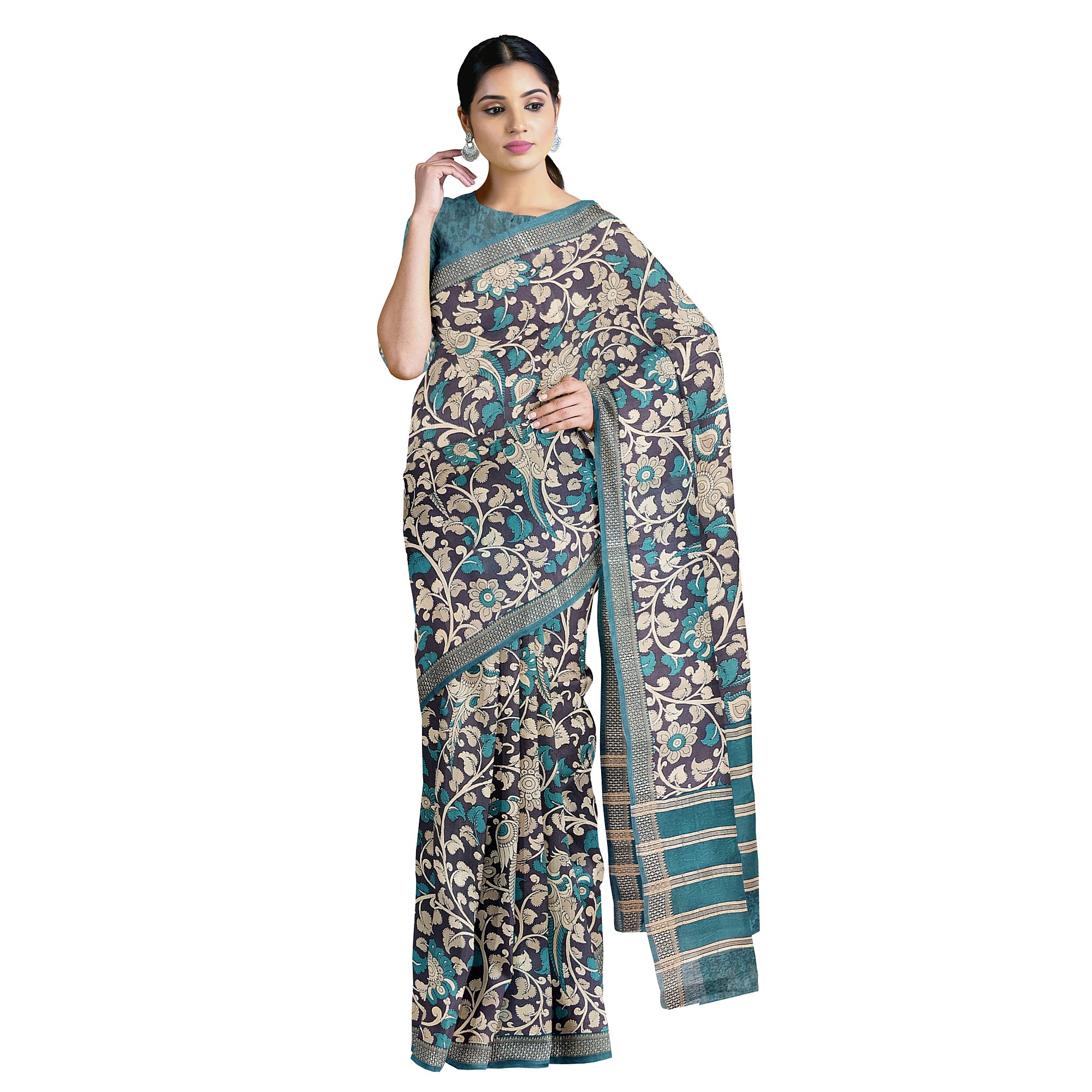 Blue & Sky Blue Border – Floral Print – Shop Online