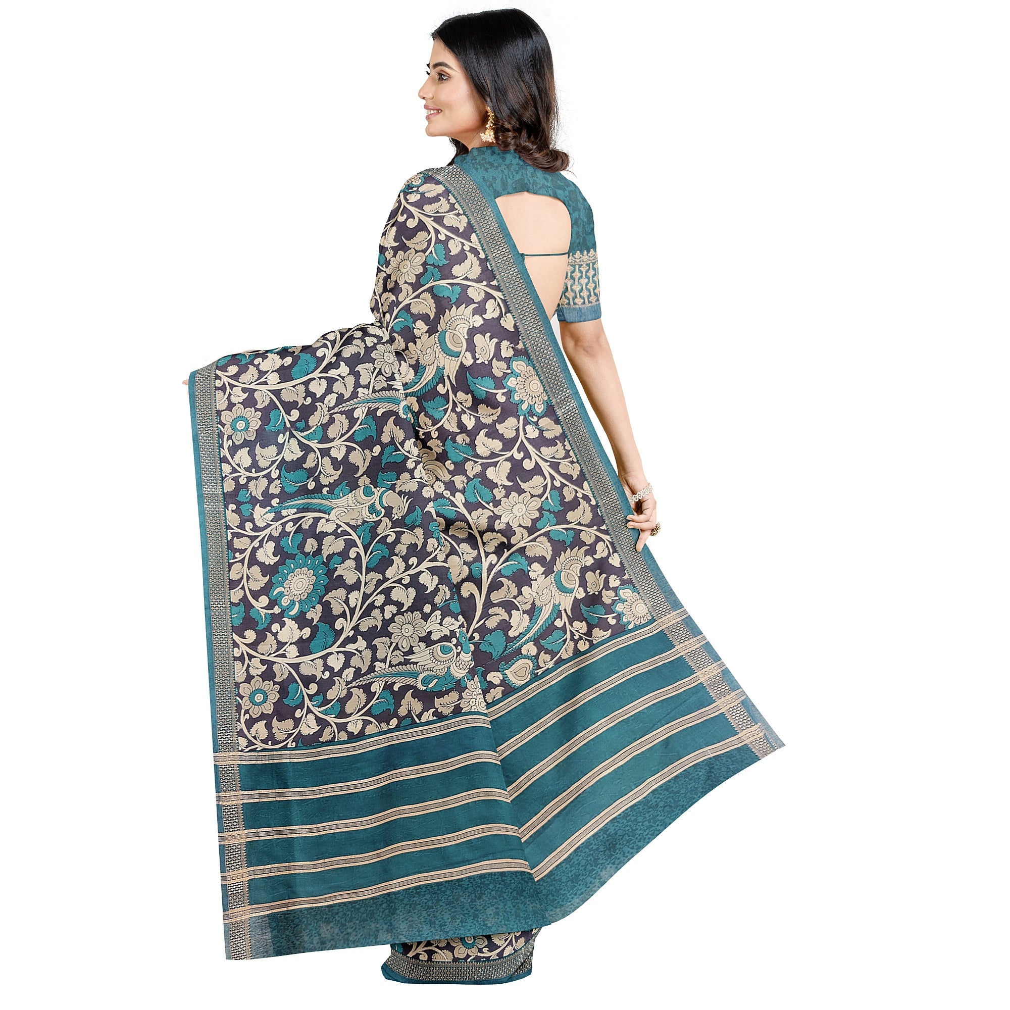 Blue & Sky Blue Border – Floral Print – Shop Online