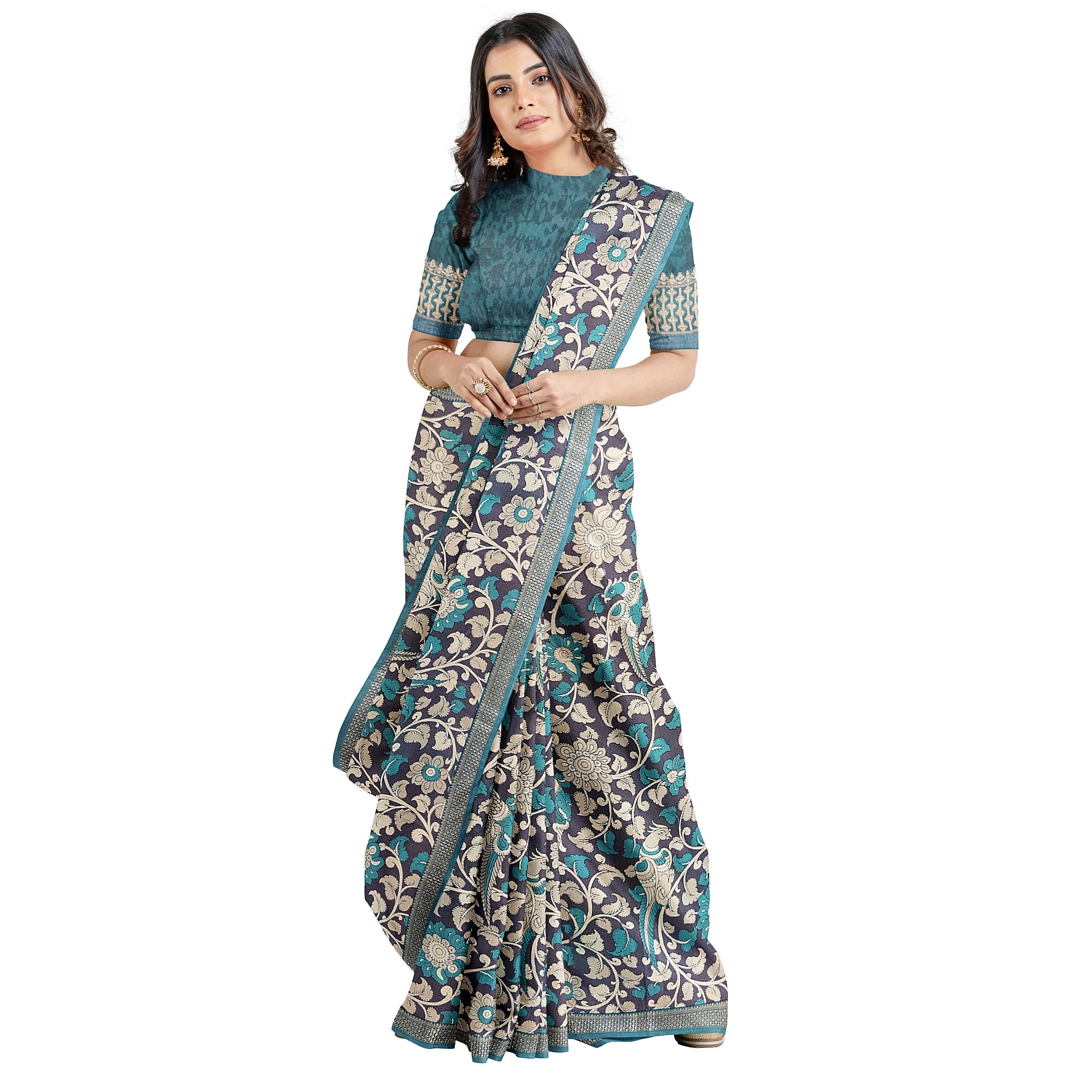 Blue & Sky Blue Border – Floral Print – Shop Online