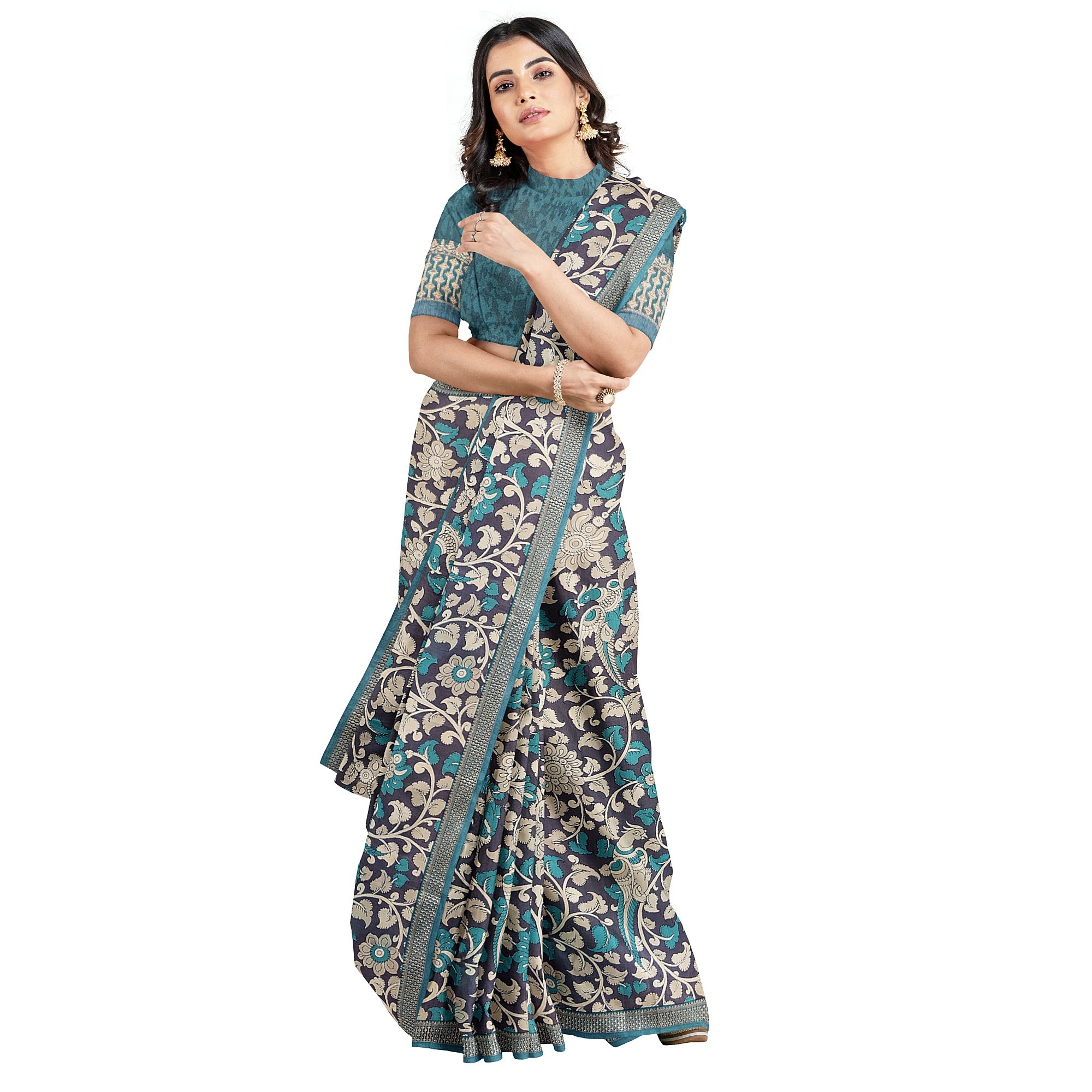 Blue & Sky Blue Border – Floral Print – Shop Online