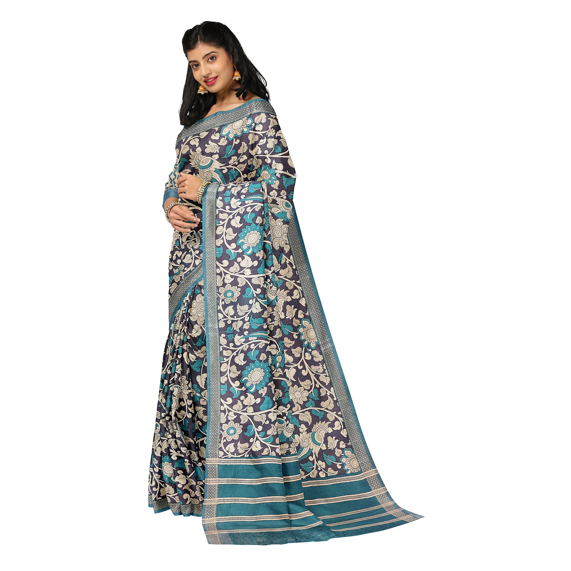 Blue & Sky Blue Border – Floral Print – Shop Online