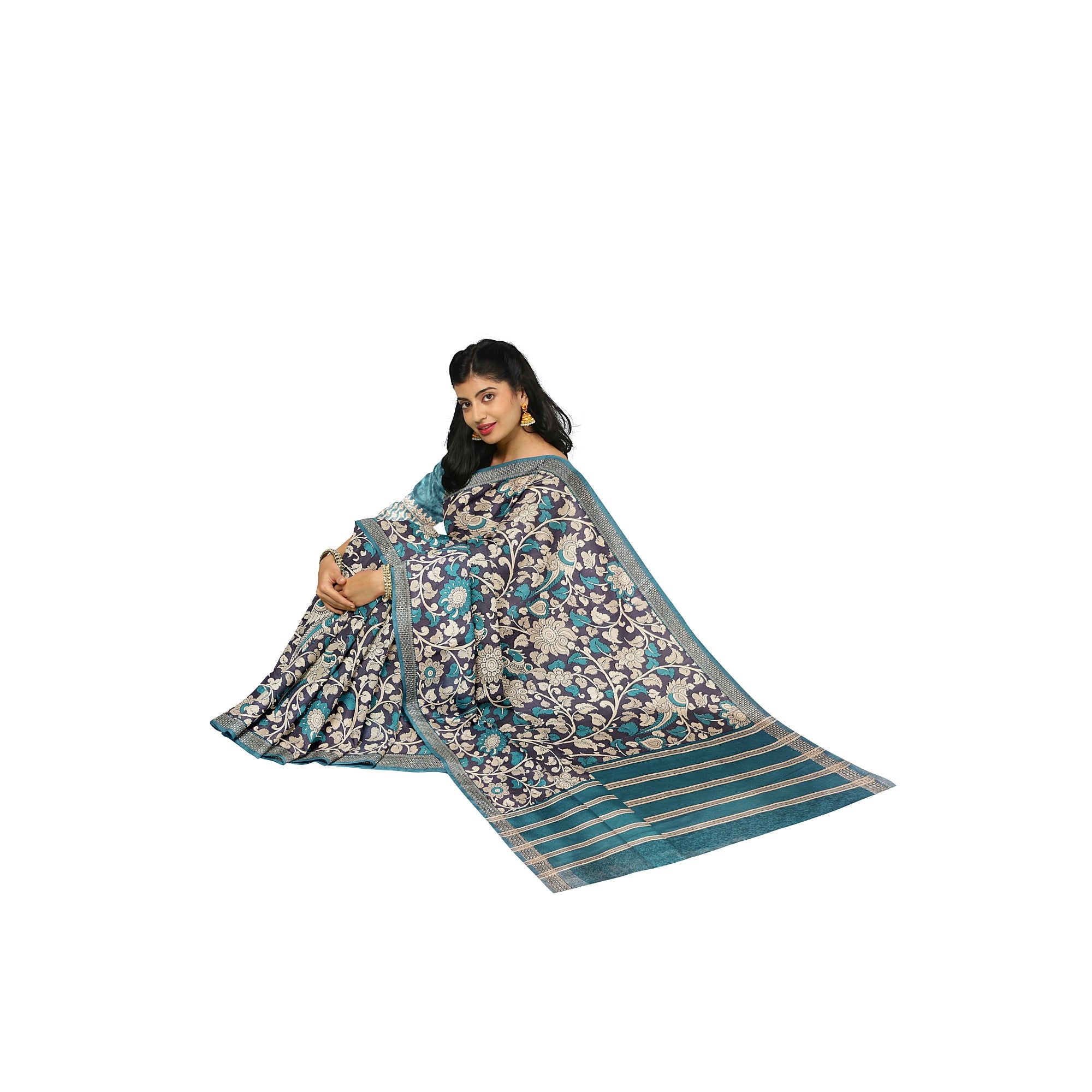 Blue & Sky Blue Border – Floral Print – Shop Online
