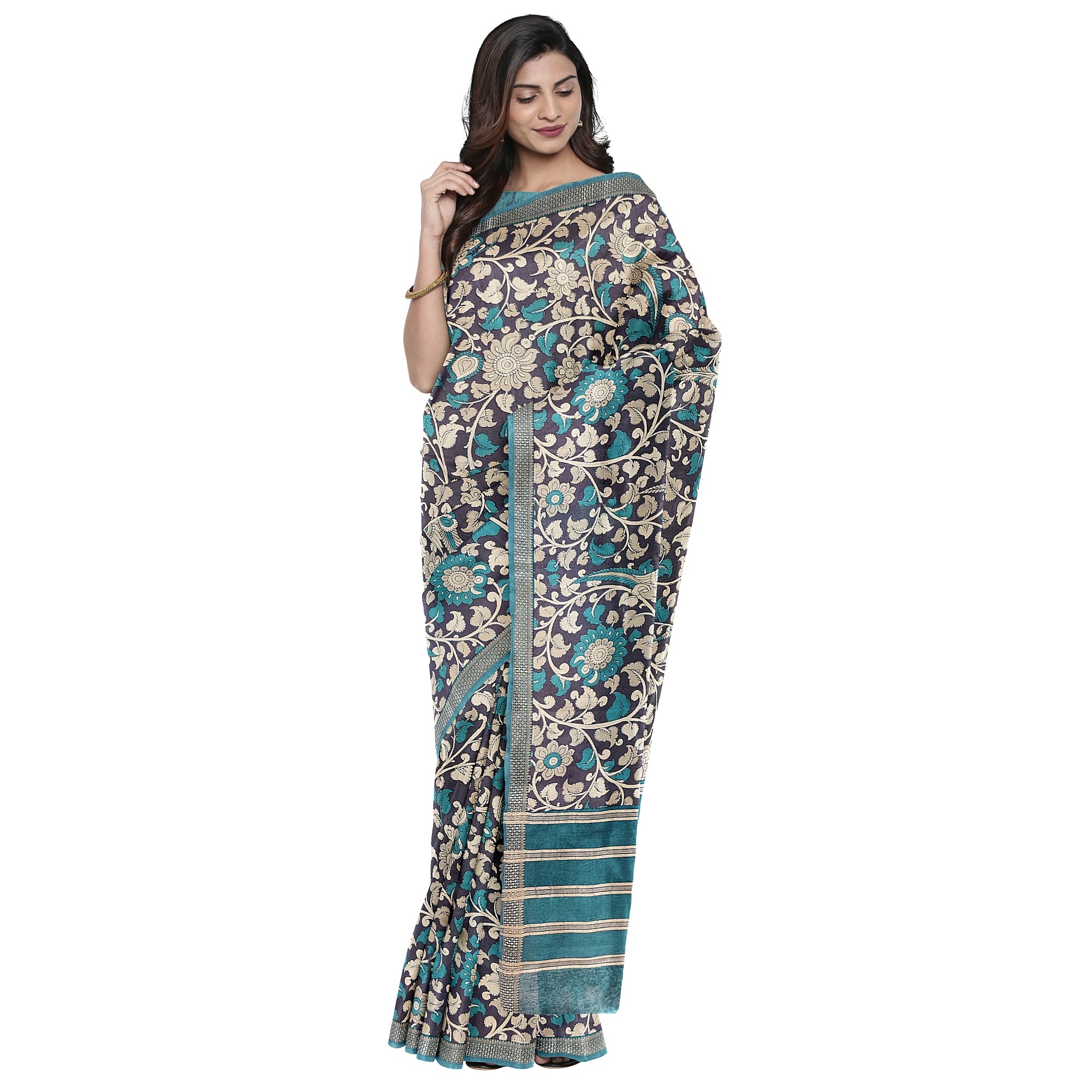 Blue & Sky Blue Border – Floral Print – Shop Online