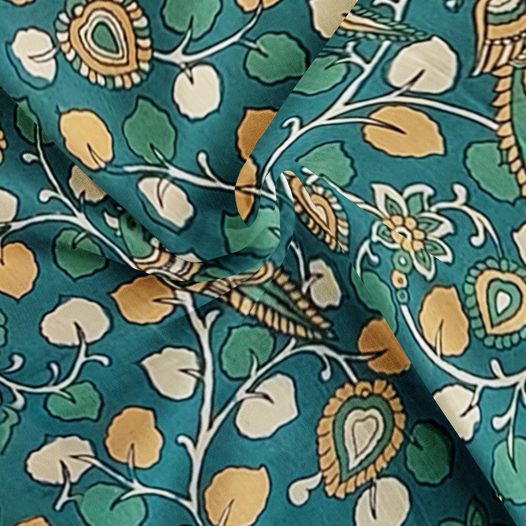 Green Saree – Peacock Floral Print – Shop Online