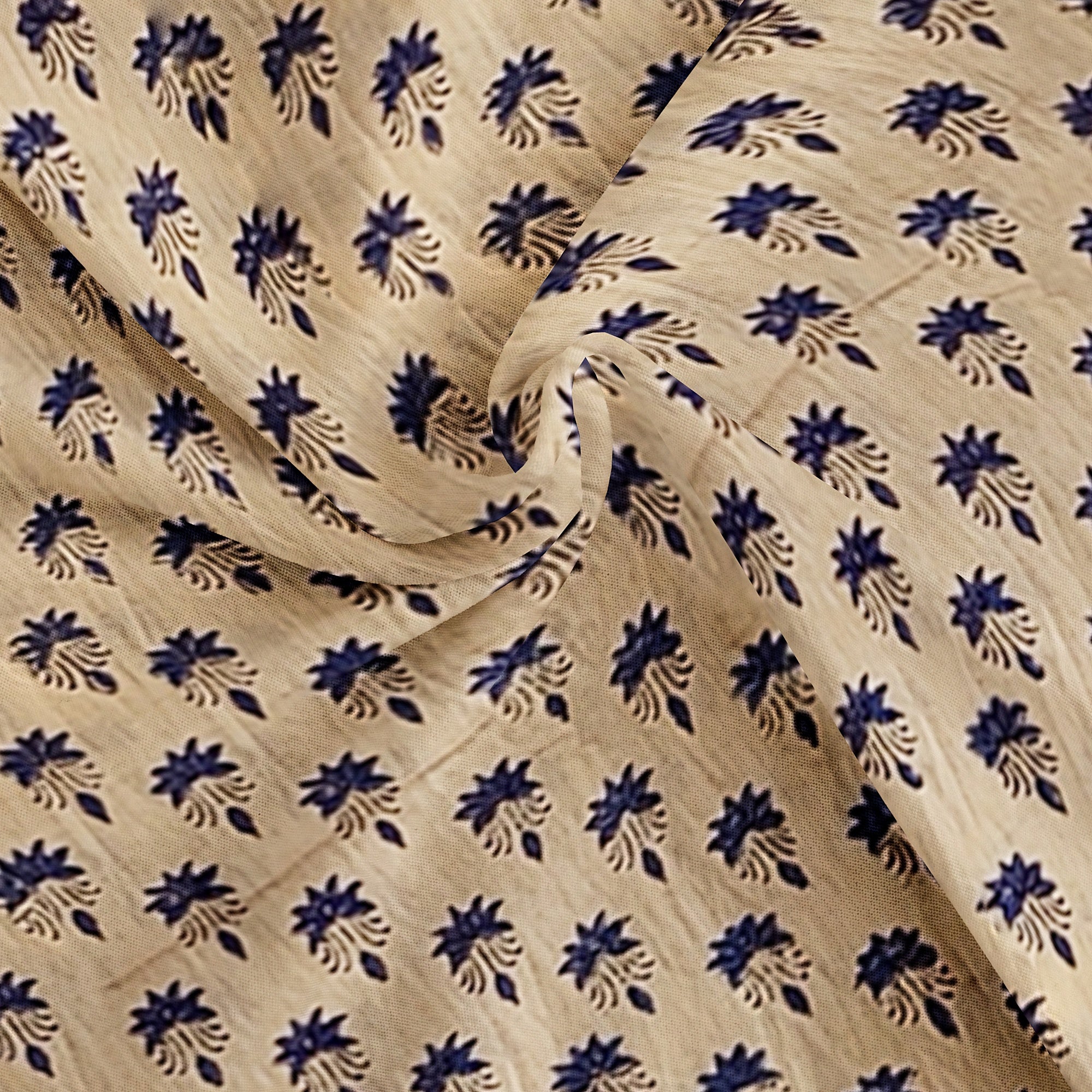 Cream Saree – Blue Printed Design – Shop Online