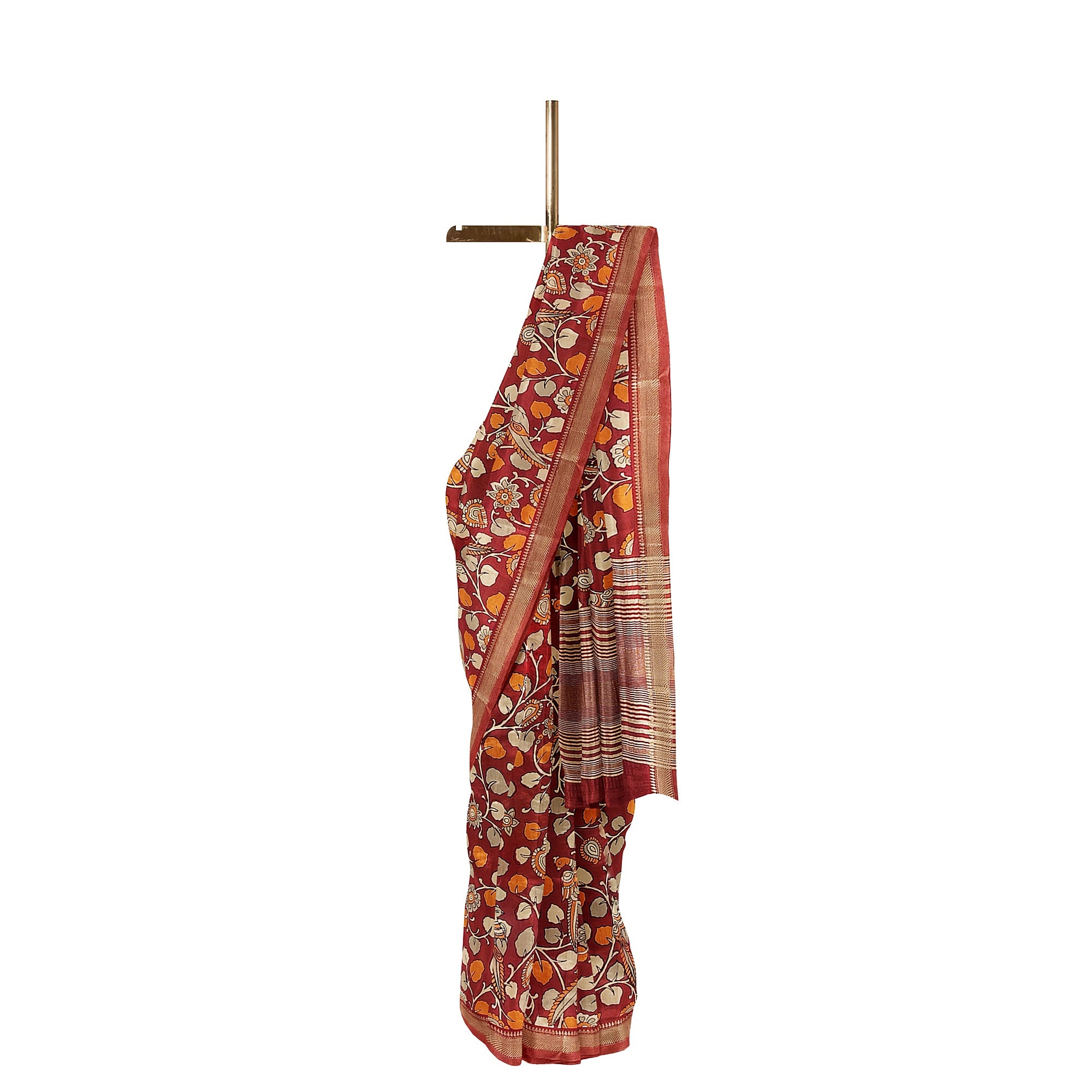 Brown Printed Peacock Saree – Peacock Butta – Shop Online