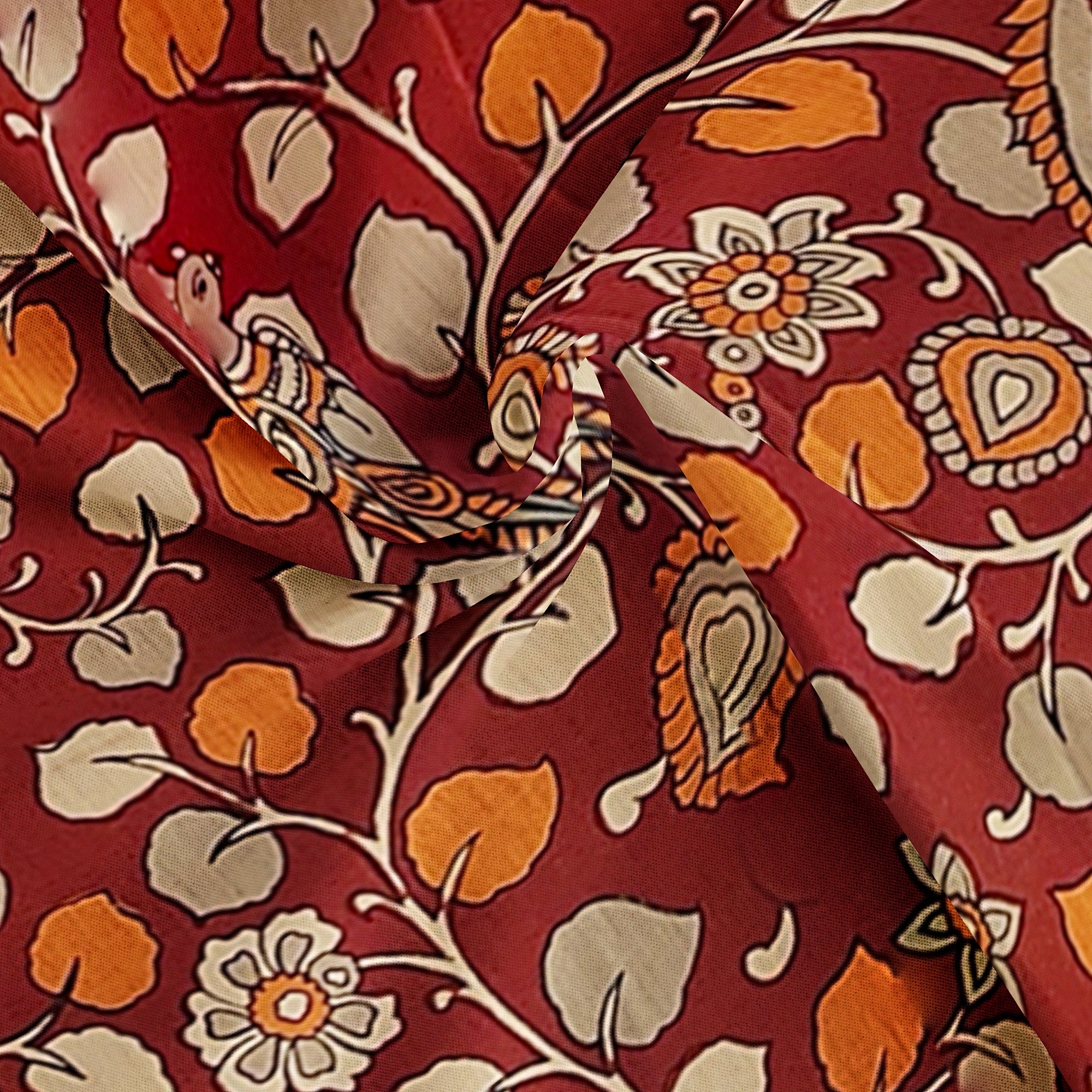 Brown Printed Peacock Saree – Peacock Butta – Shop Online