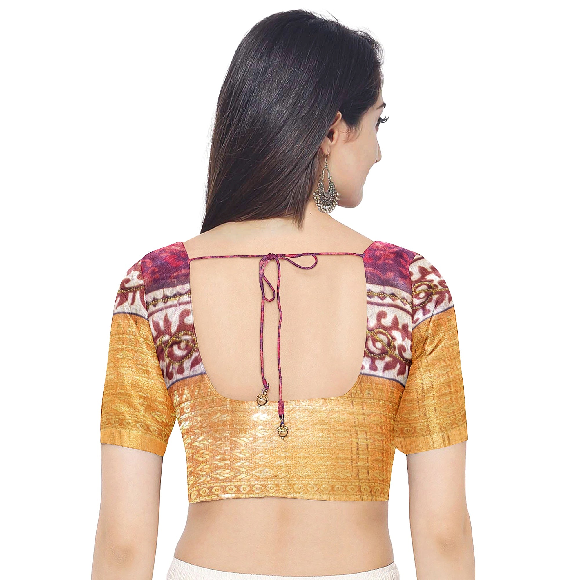 Raw Silk Printed Saree – Gold Thread Work – Shop Online