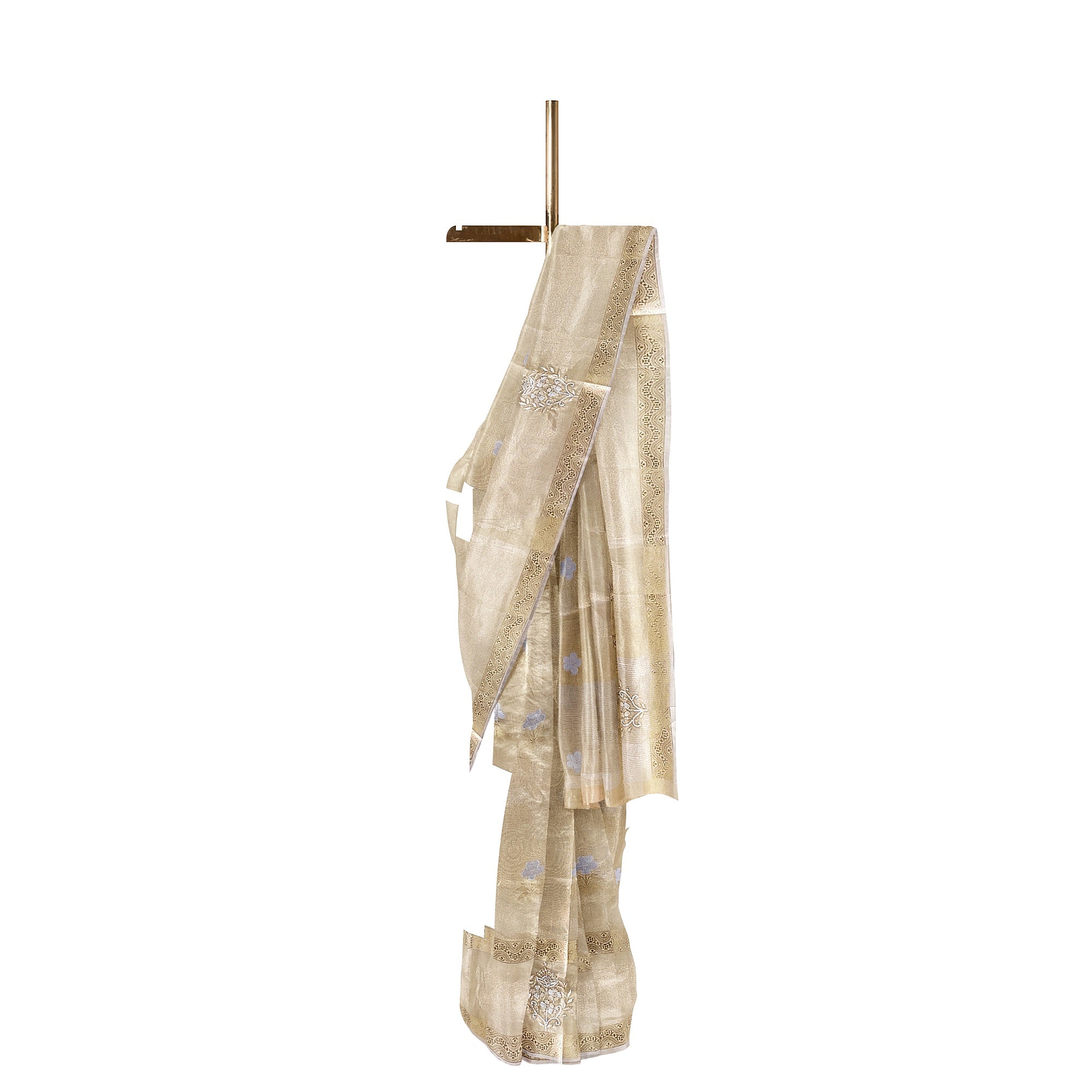 Gold Tissue Embroidered Saree – Beaded Wedding Collection – Shop Online