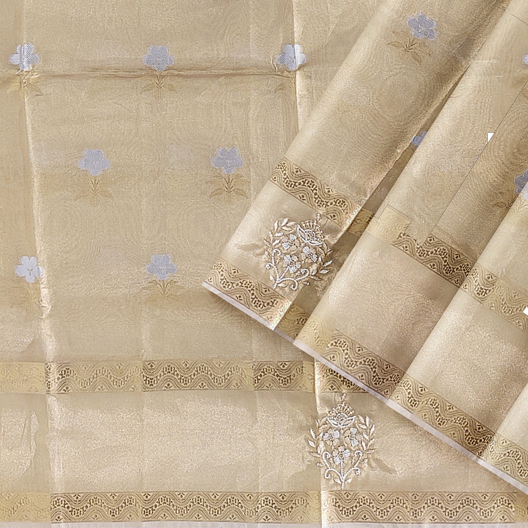 Gold Tissue Embroidered Saree – Beaded Wedding Collection – Shop Online