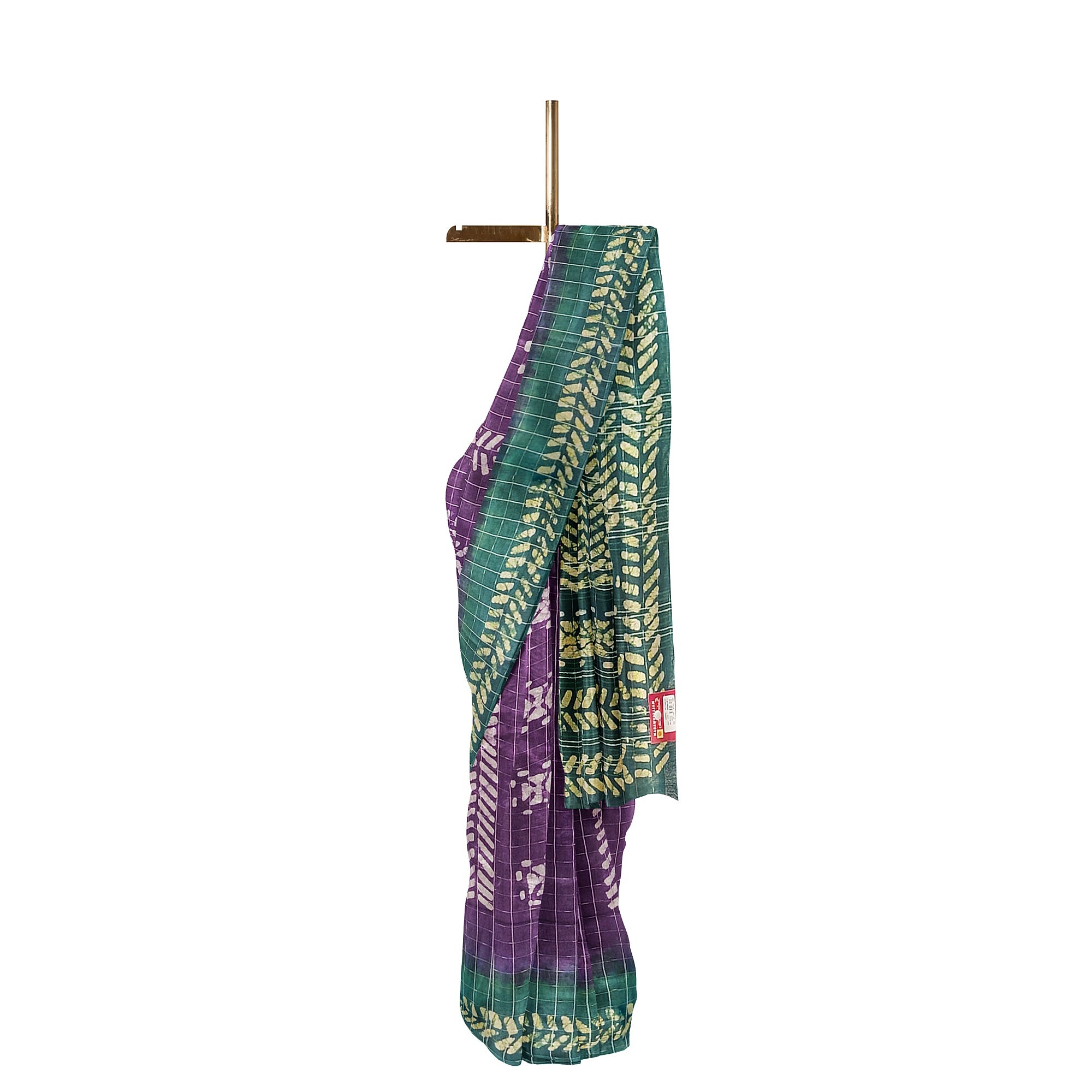 Purple Batik Print Saree – Green Border – Shop Online