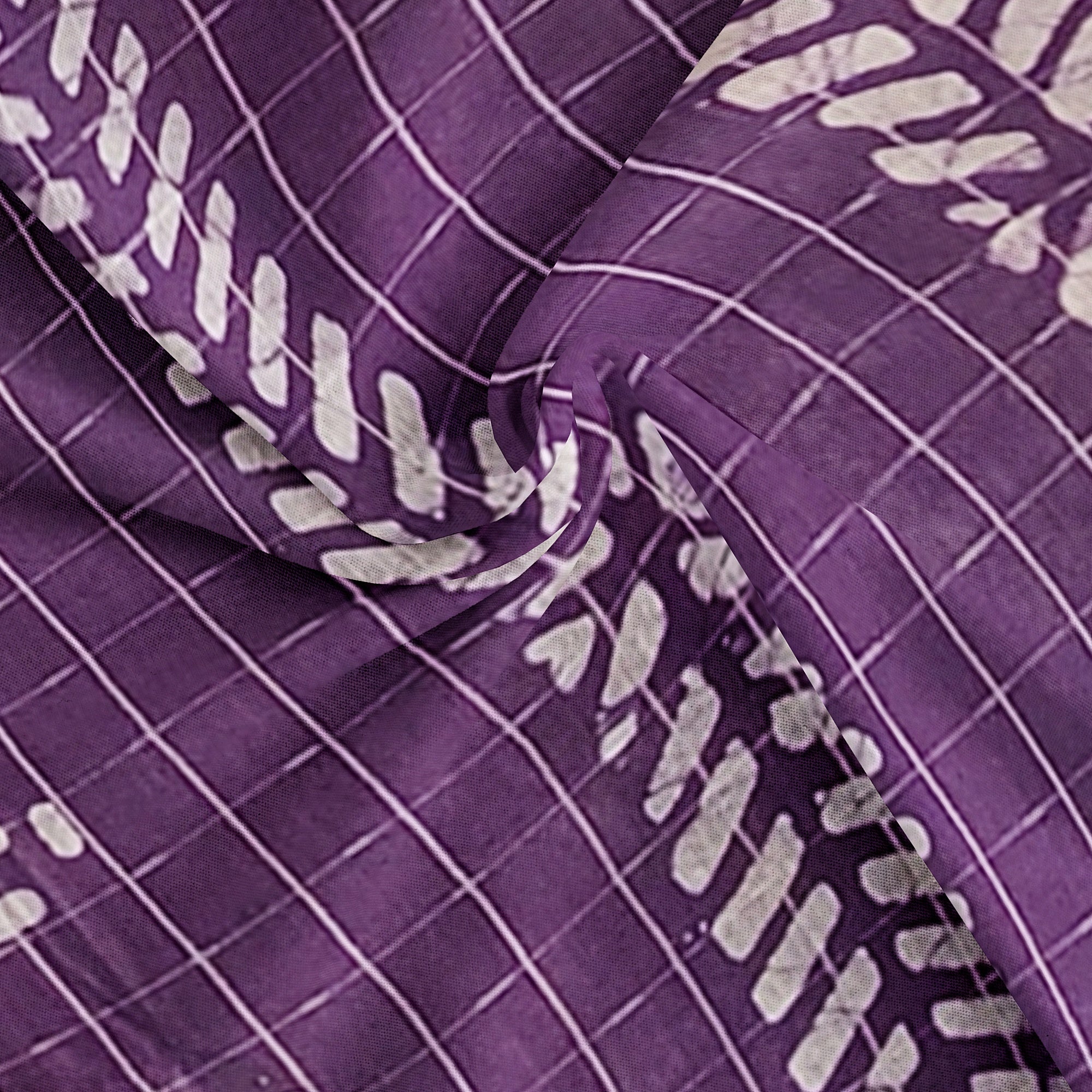 Purple Batik Print Saree – Green Border – Shop Online