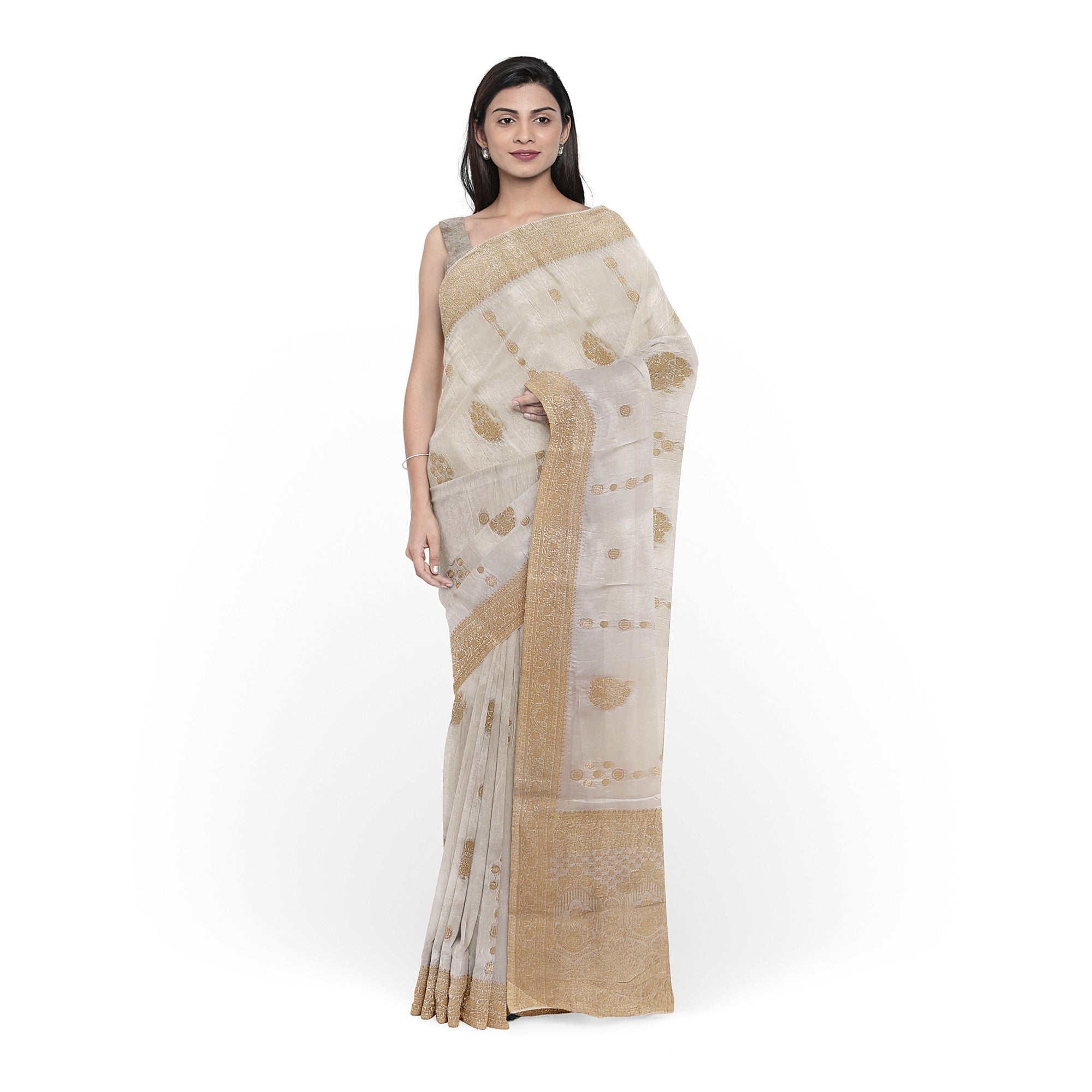 Milk White Raw Silk Saree – Graceful Elegance in Minimalist Style