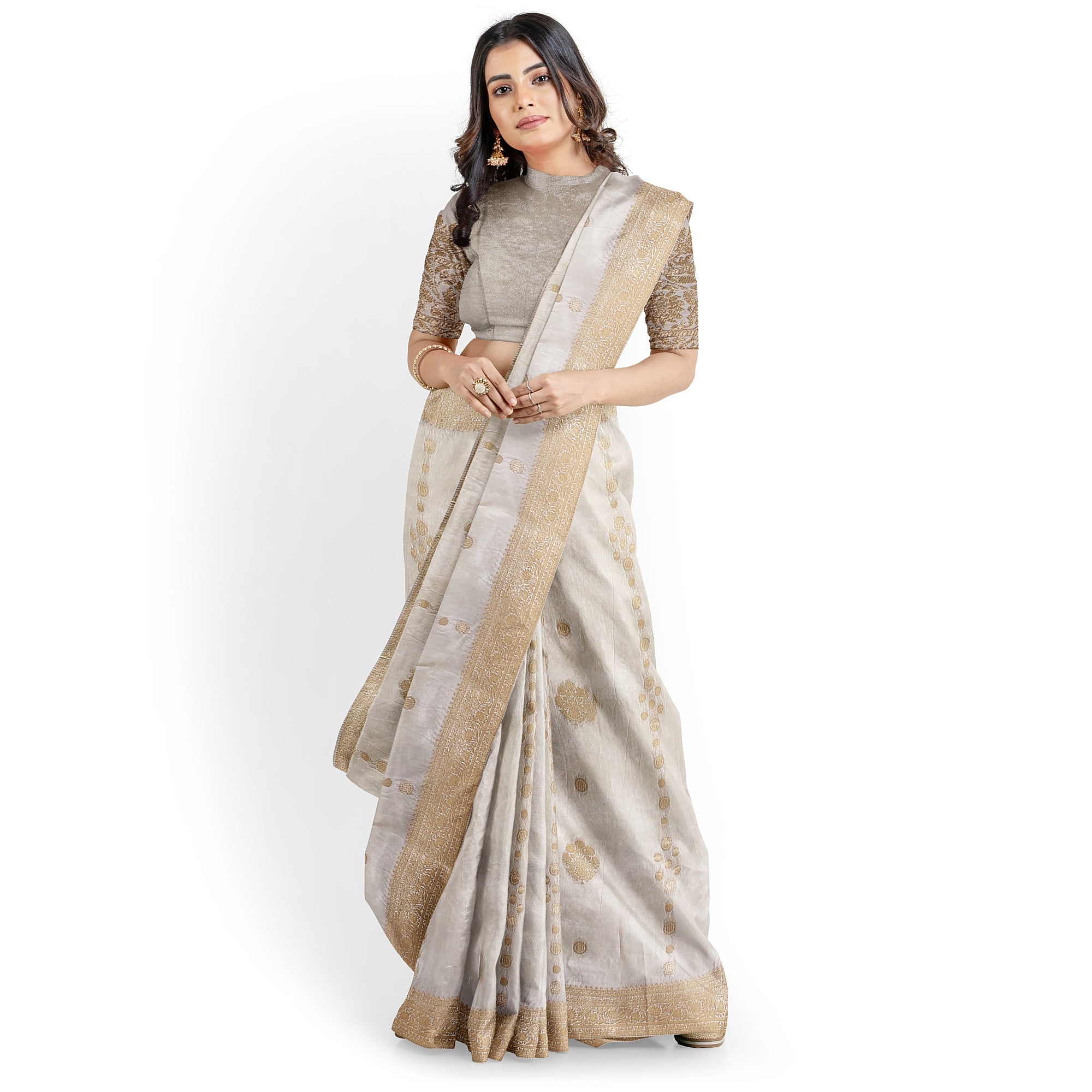 Milk White Raw Silk Saree – Graceful Elegance in Minimalist Style