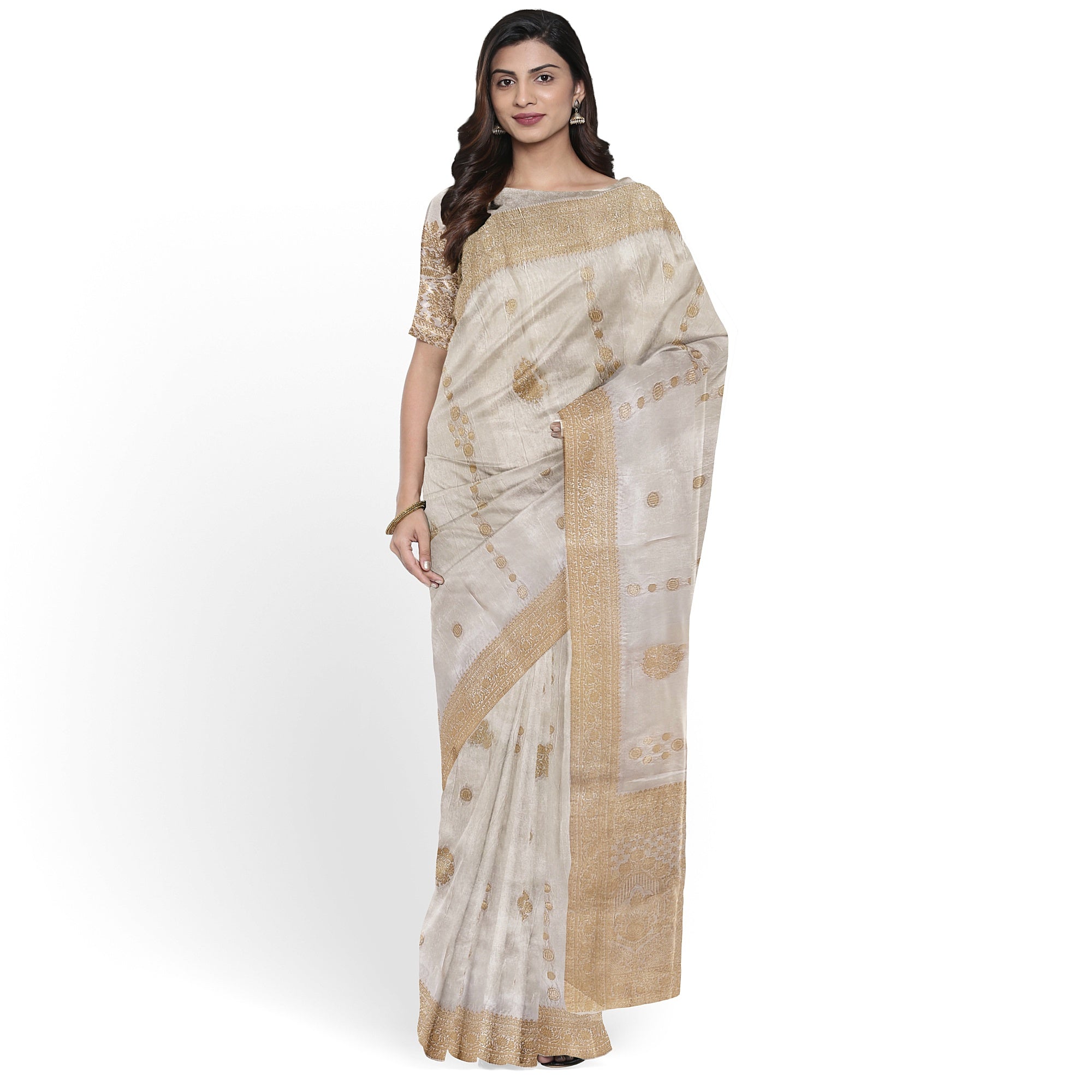 Milk White Raw Silk Saree – Graceful Elegance in Minimalist Style