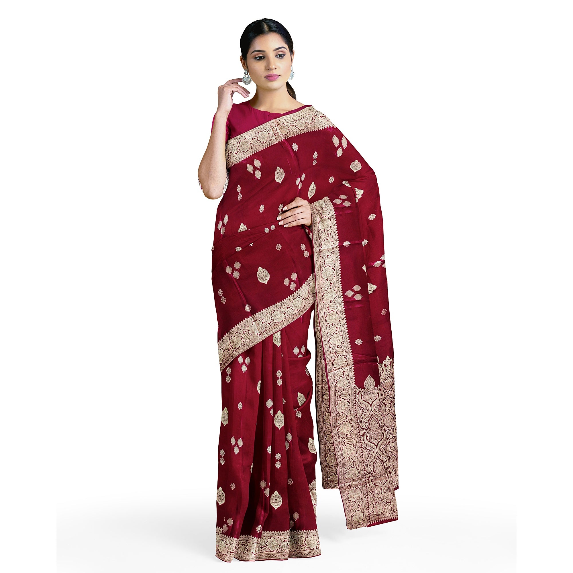Maroon Raw Silk Saree – Timeless Elegance in Rich Traditional Weave