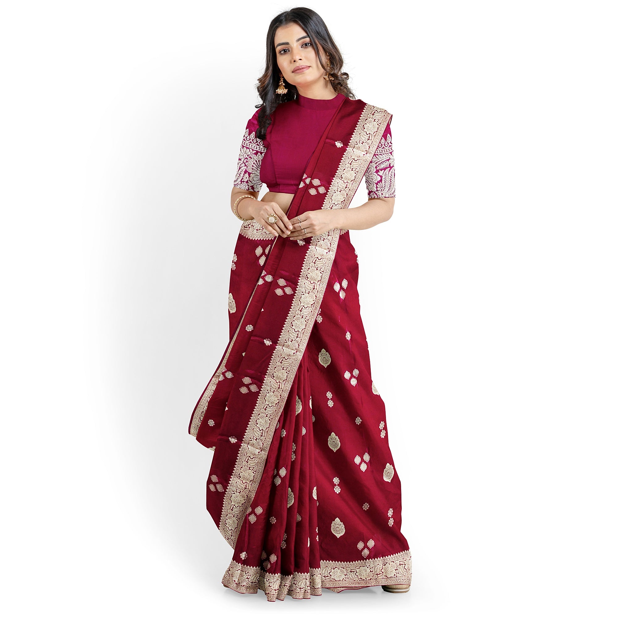 Maroon Raw Silk Saree – Timeless Elegance in Rich Traditional Weave