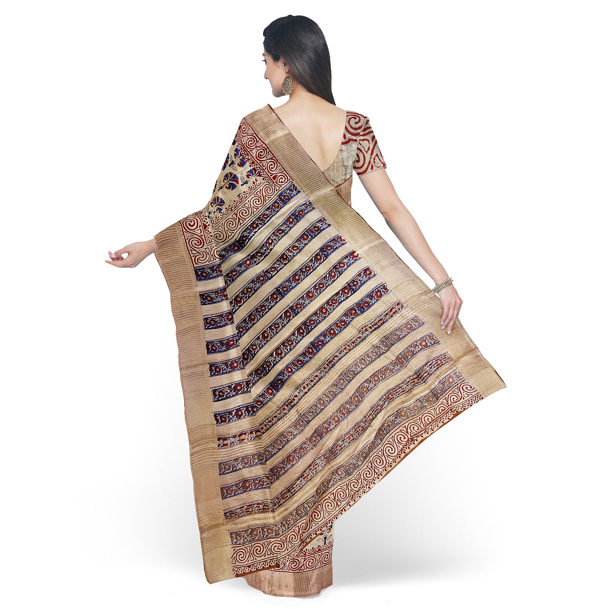 Cream Raw Silk Saree with Exquisite Floral Work – Elegant Traditional Saree Online