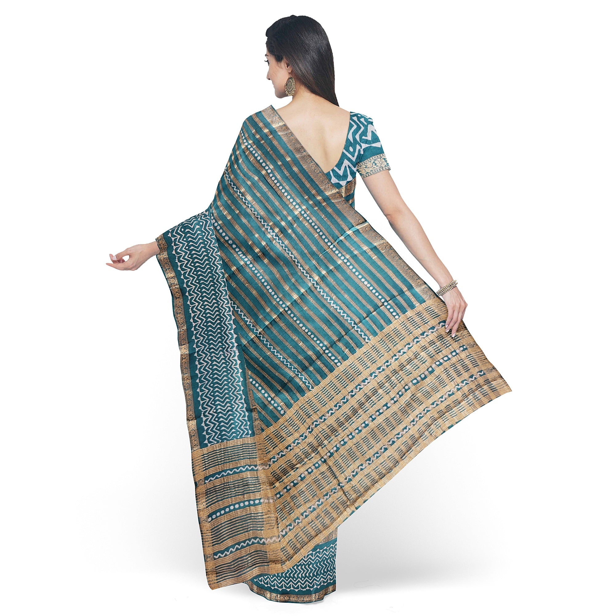 Rama Green Fancy Raw Silk Saree with Gold Zari – A Perfect Blend of Tradition and Glamour