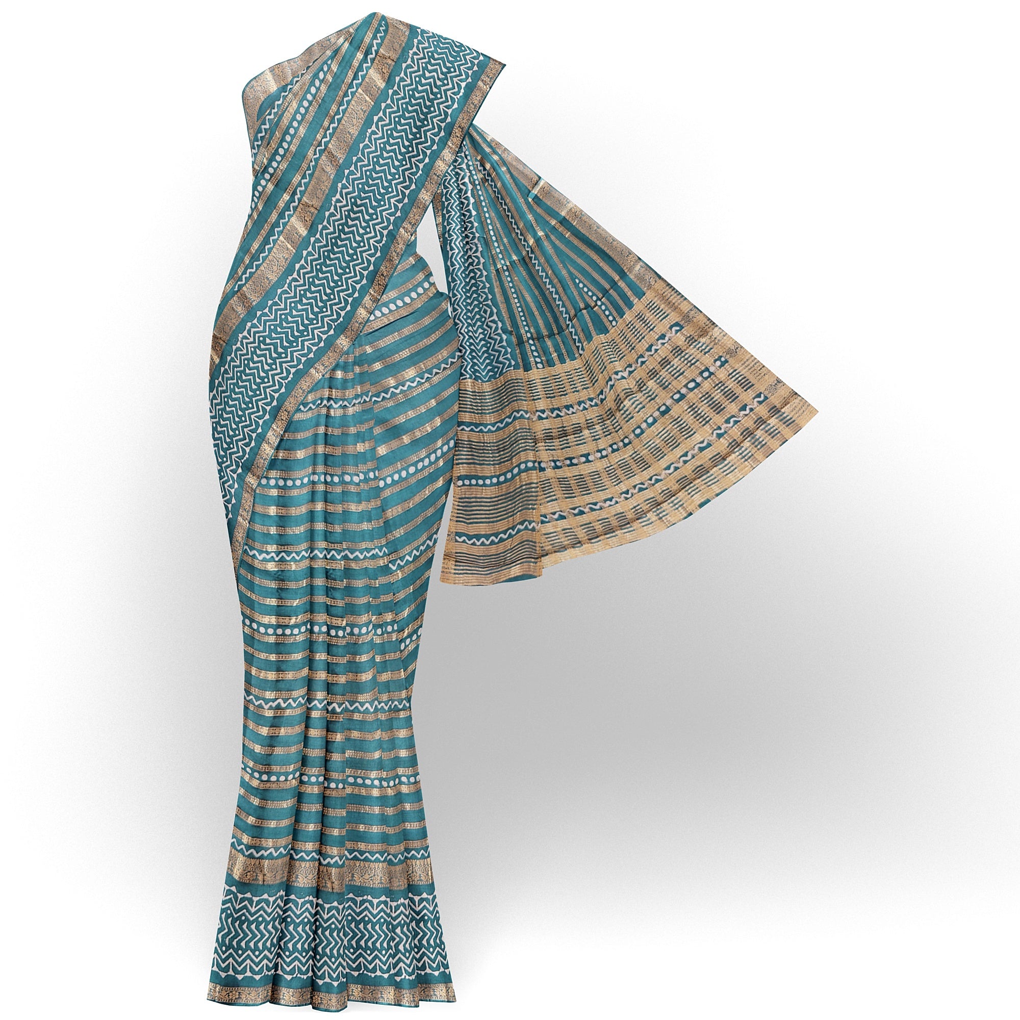 Rama Green Fancy Raw Silk Saree with Gold Zari – A Perfect Blend of Tradition and Glamour