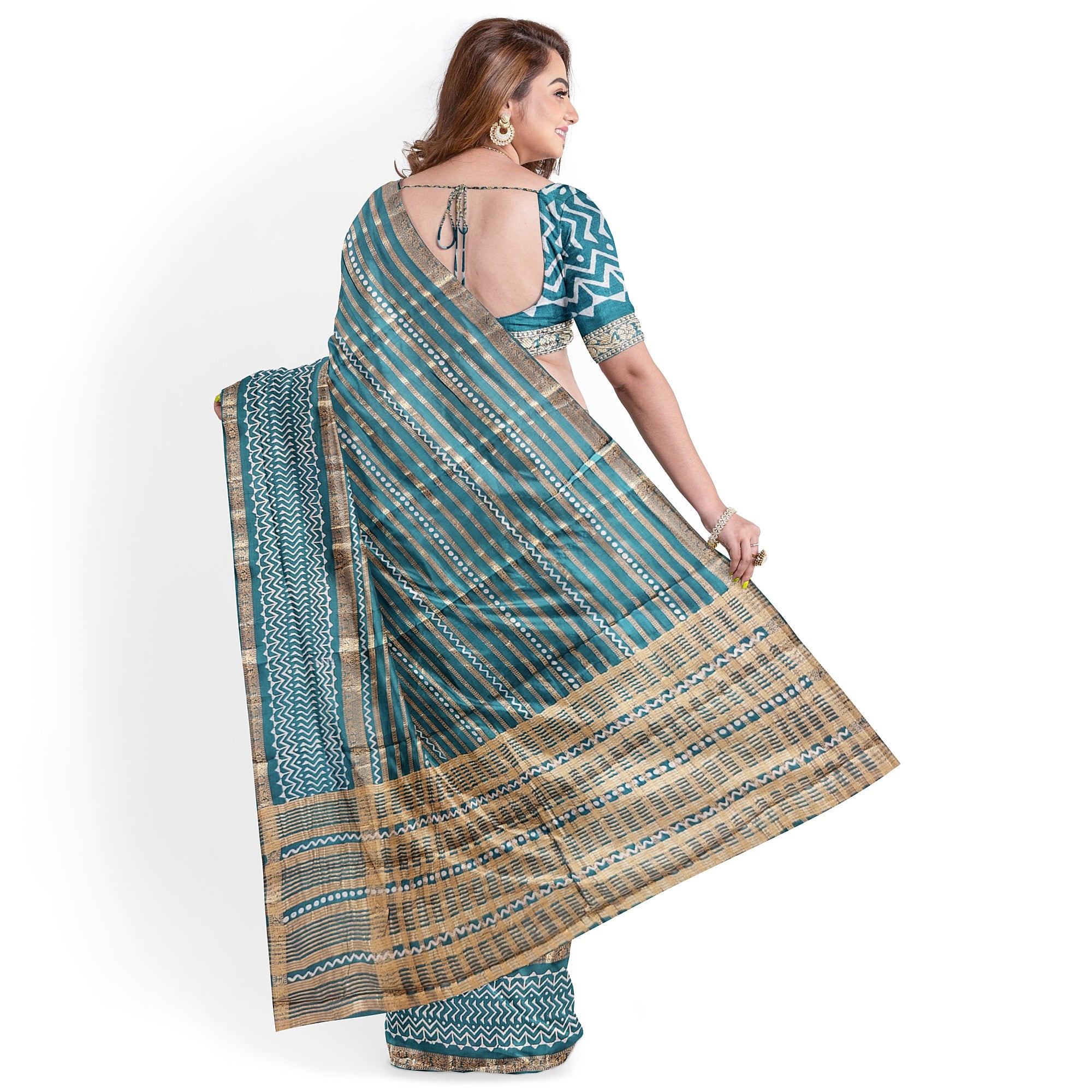 Rama Green Fancy Raw Silk Saree with Gold Zari – A Perfect Blend of Tradition and Glamour