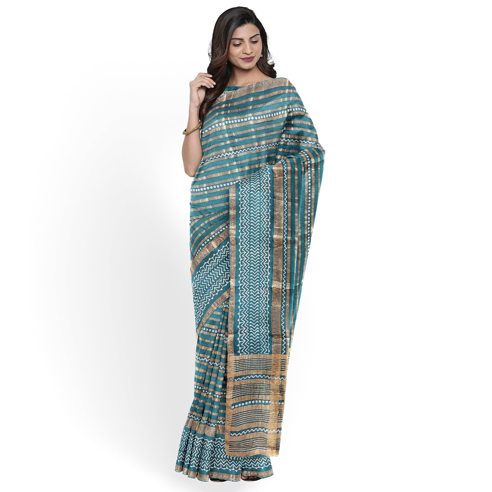 Rama Green Fancy Raw Silk Saree with Gold Zari – A Perfect Blend of Tradition and Glamour